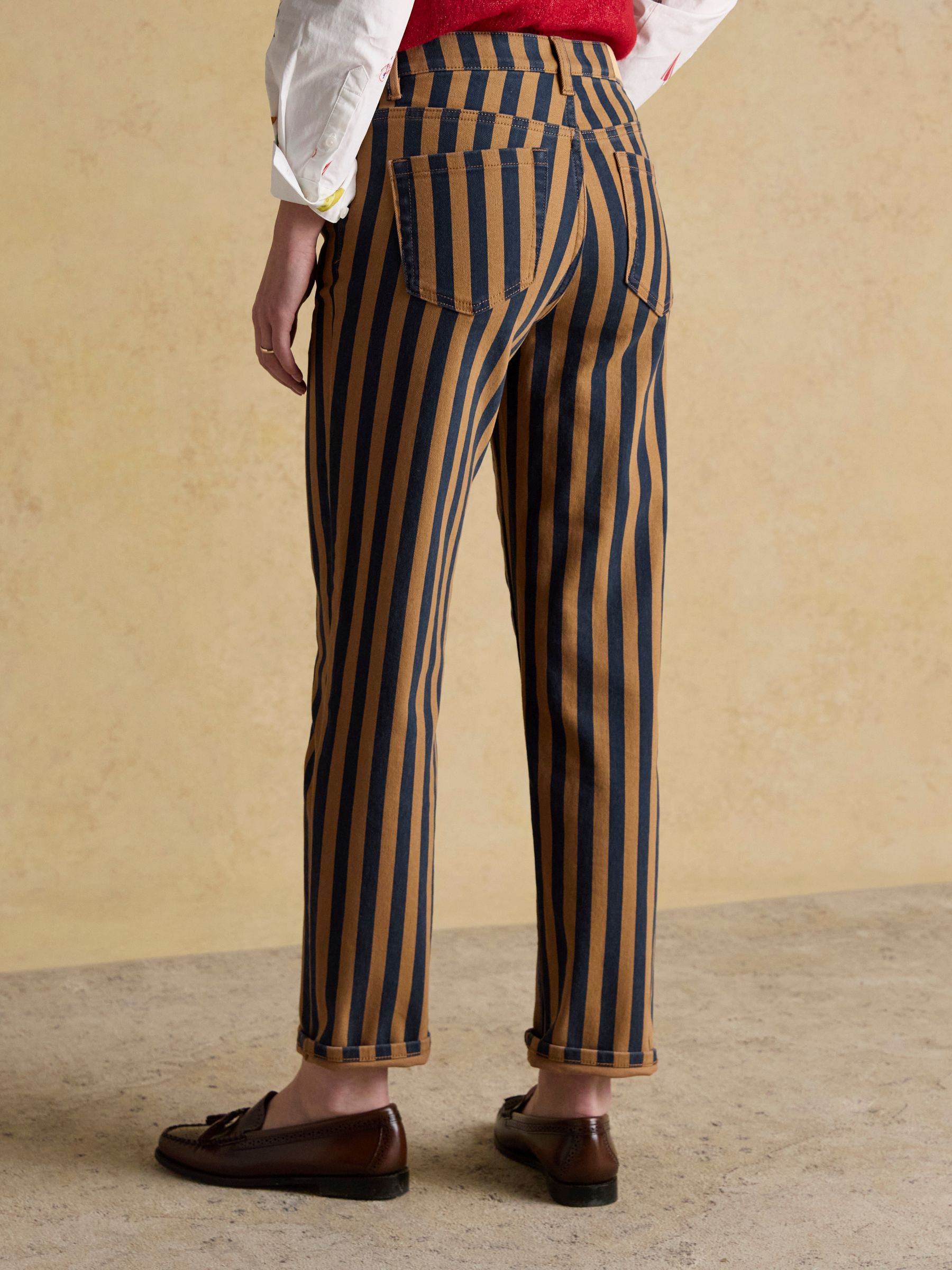 Navy Stripe Straight Fit Mid Rise Jeans - Image 4 of 9