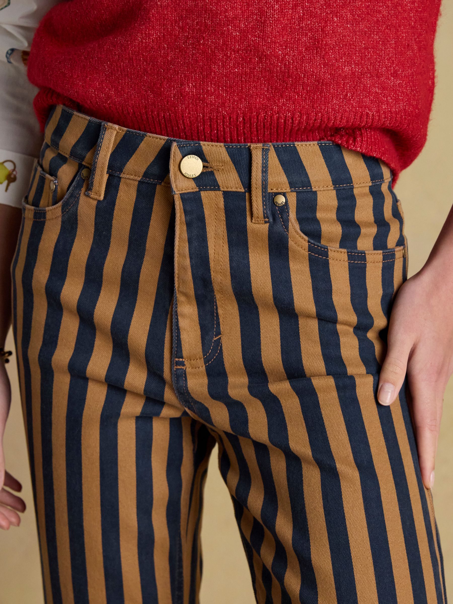 Navy Stripe Straight Fit Mid Rise Jeans - Image 5 of 9