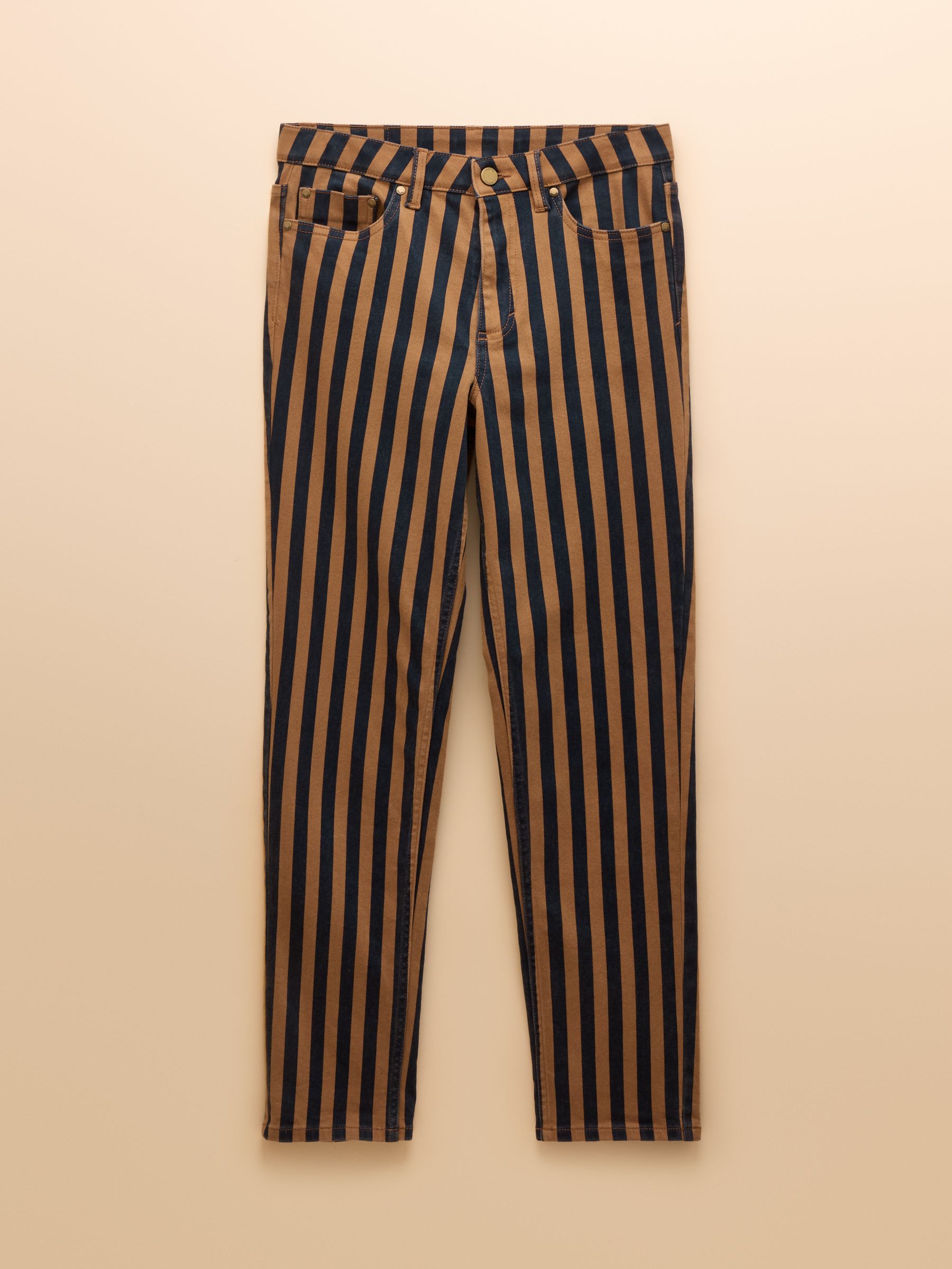 Navy Stripe Straight Fit Mid Rise Jeans - Image 9 of 9
