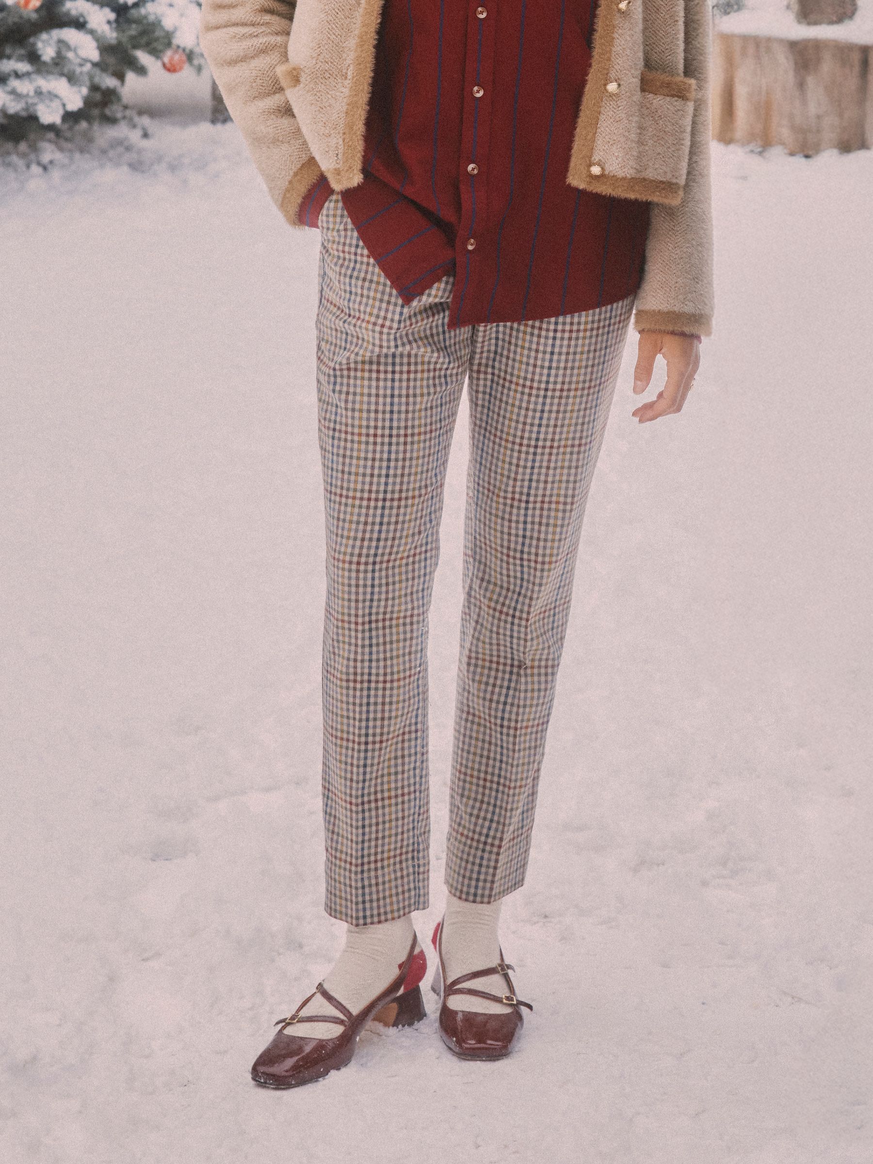 Ada Grey Check Relaxed Trousers - Image 1 of 8