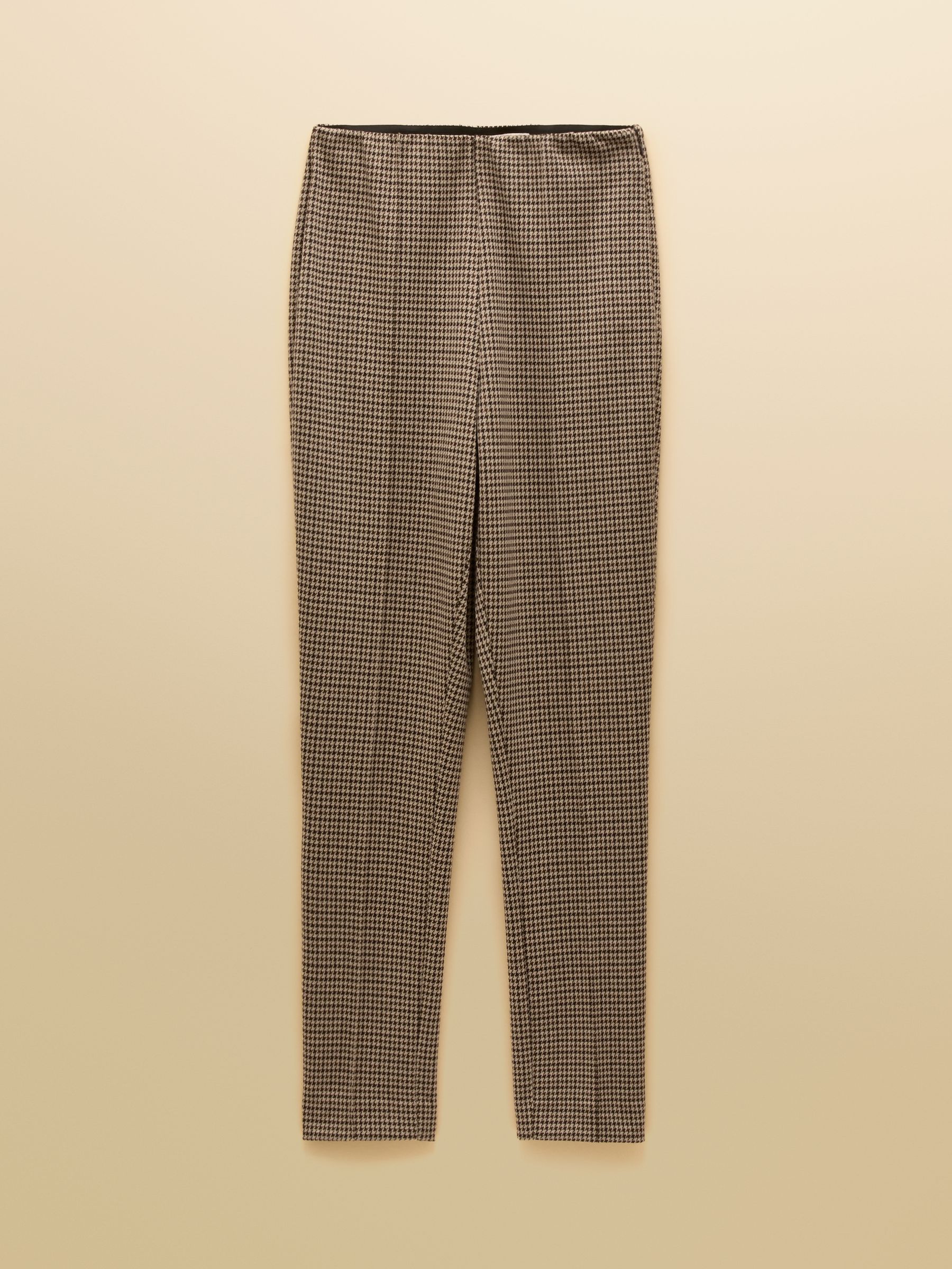Mia Brown Checked Skinny Elasticated Trousers with Zip Fly - Image 10 of 10