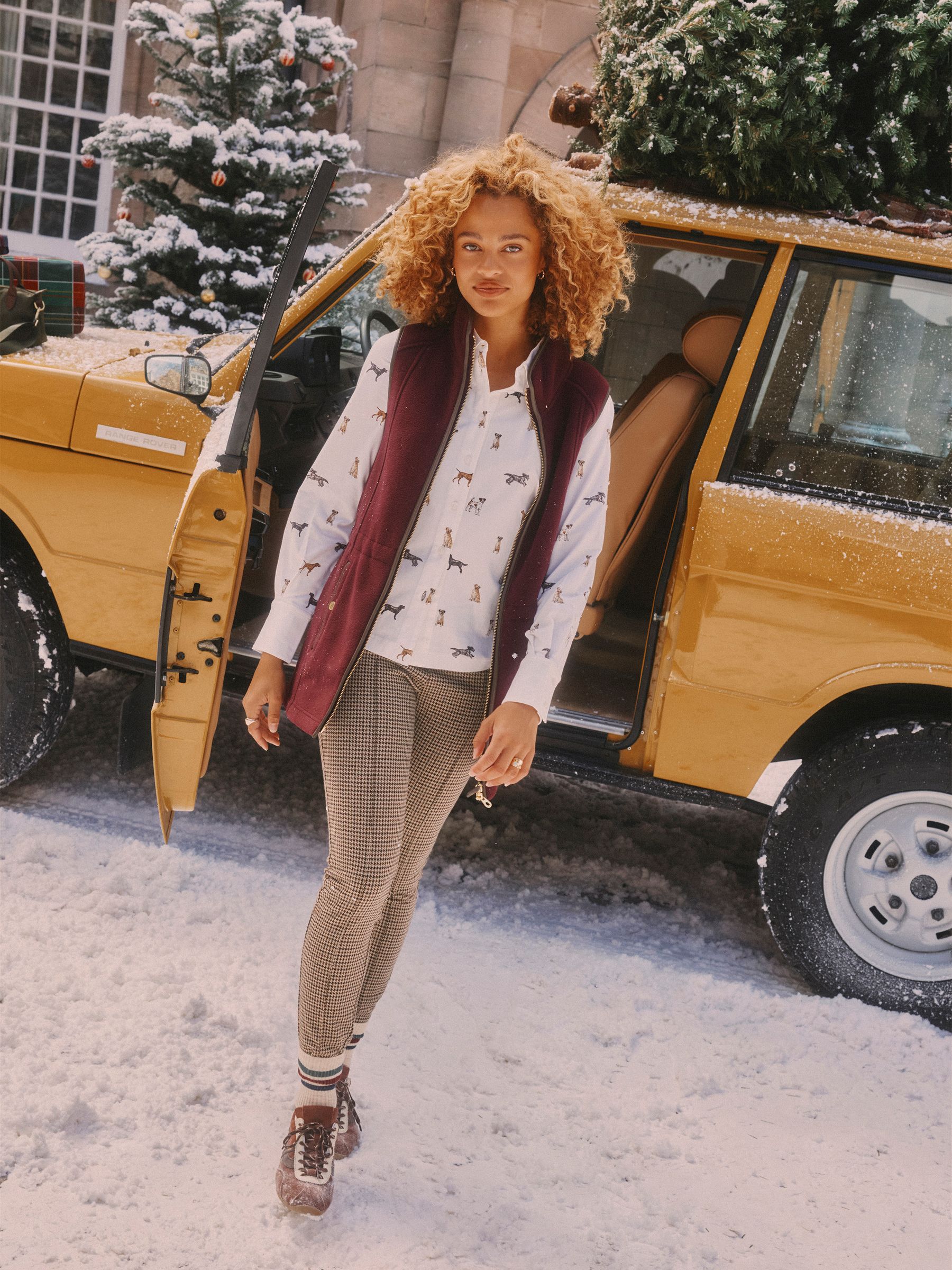 Mia Brown Checked Skinny Elasticated Trousers with Zip Fly - Image 2 of 10