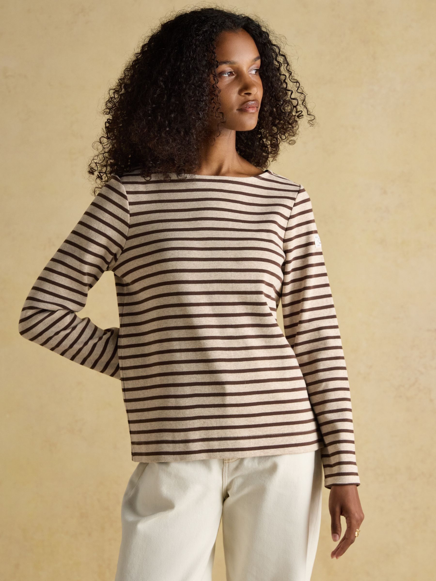 Harbour Neutral Boat Neck Long Sleeve Breton Stripe Top - Image 1 of 8