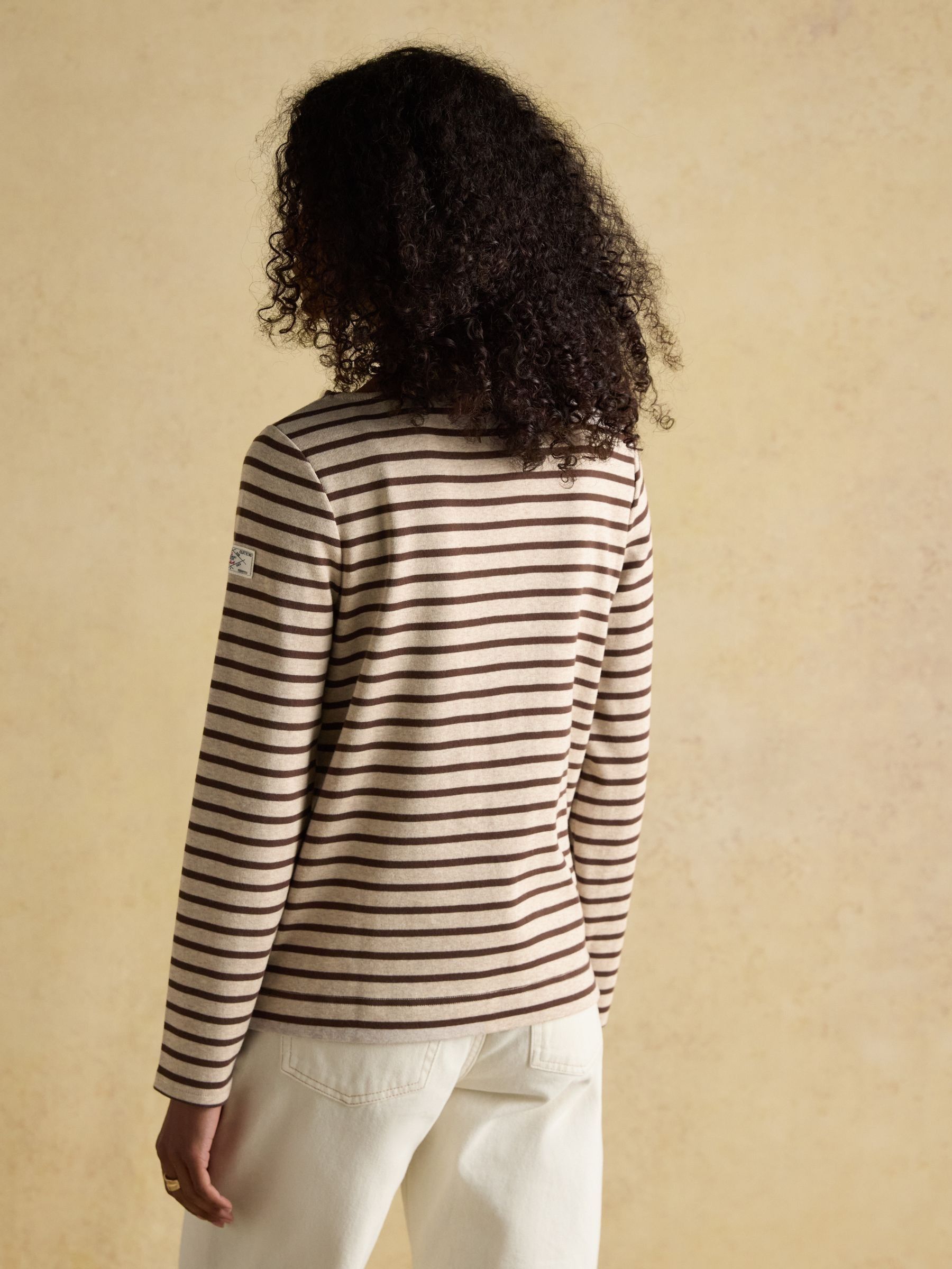 Harbour Neutral Boat Neck Long Sleeve Breton Stripe Top - Image 2 of 8