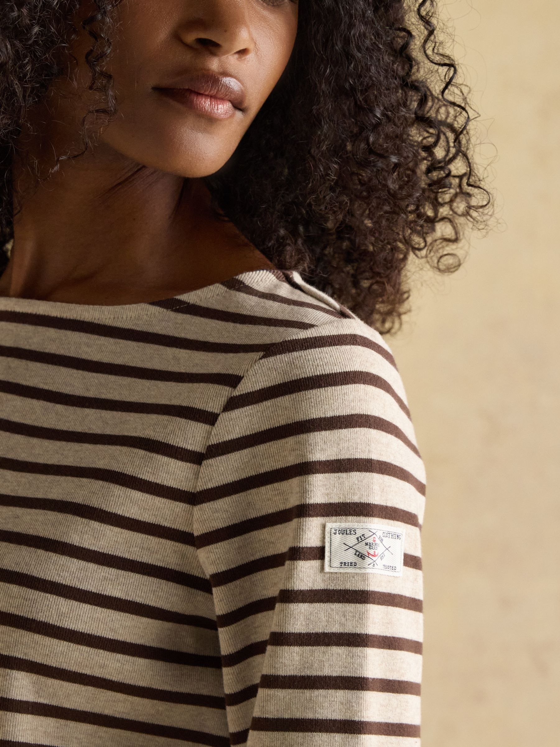 Harbour Neutral Boat Neck Long Sleeve Breton Stripe Top - Image 5 of 8