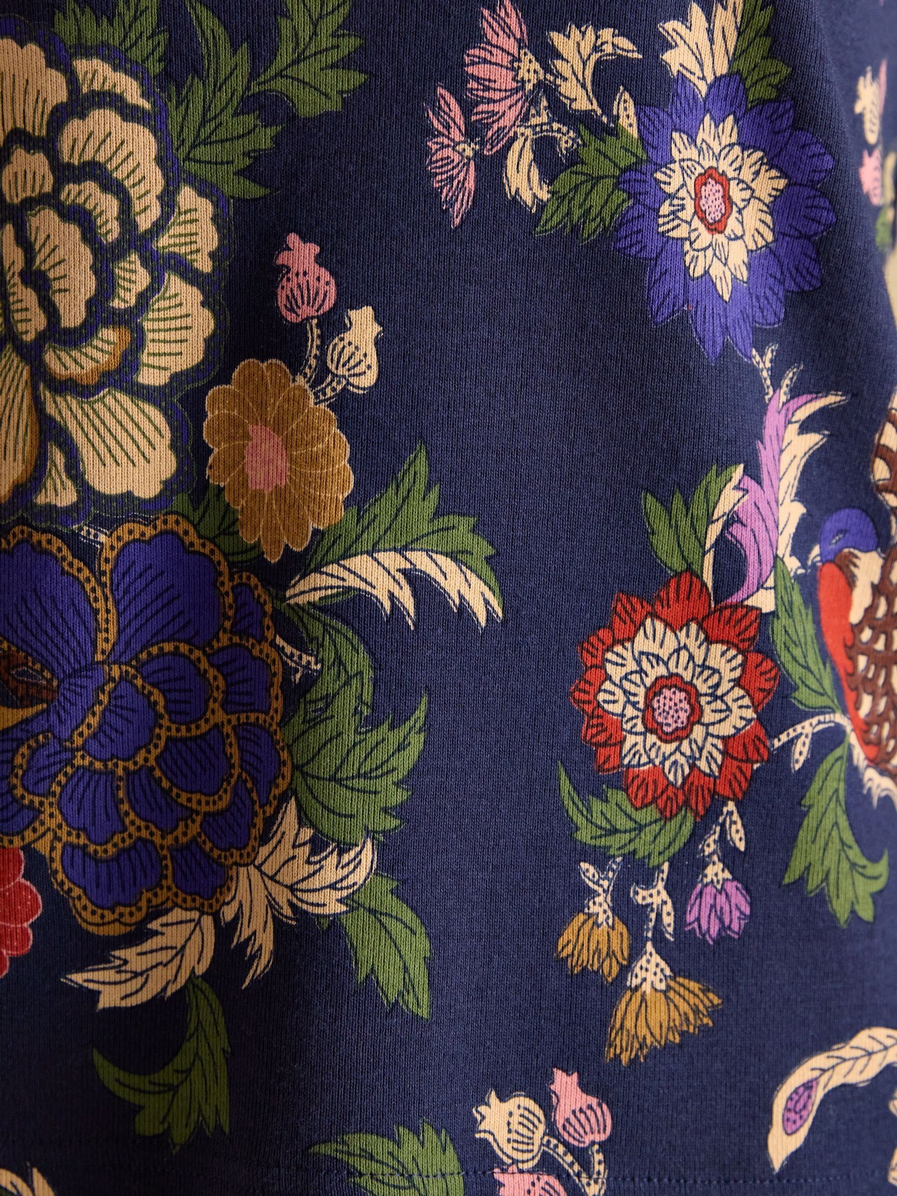 Harbour Navy Bird Floral Boat Neck Printed Top - Image 6 of 8