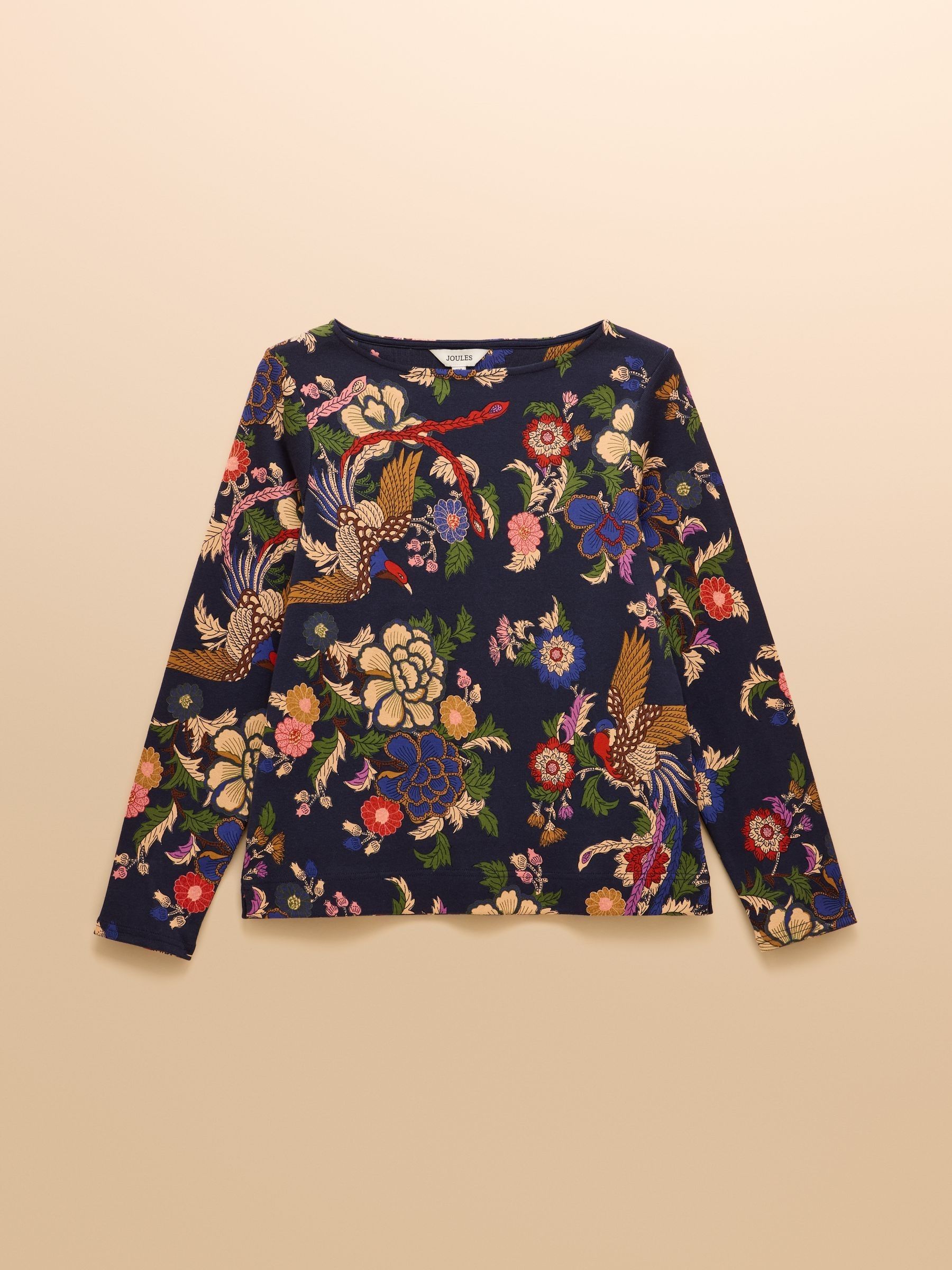 Harbour Navy Bird Floral Boat Neck Printed Top - Image 8 of 8