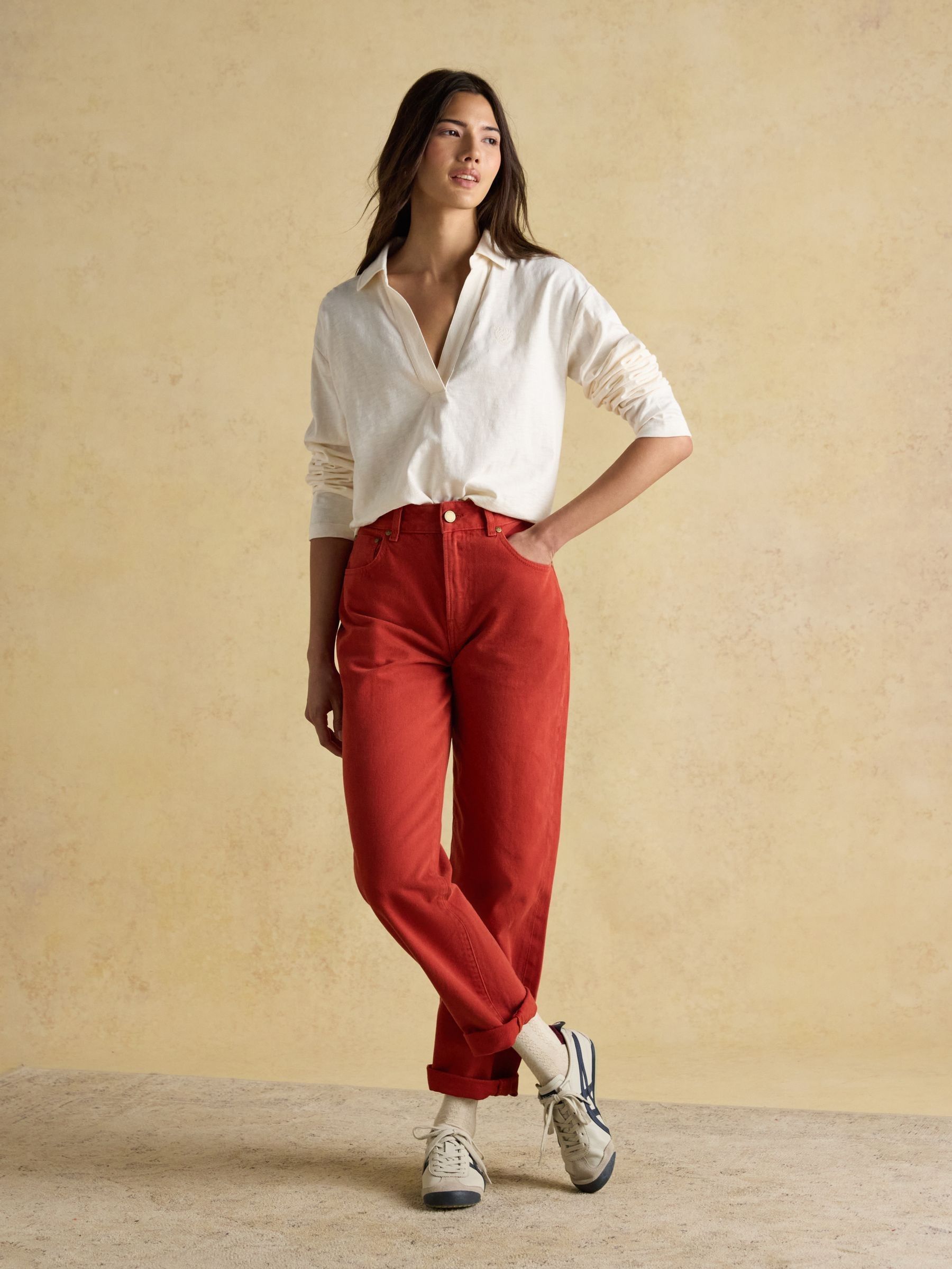 Tallie Cream Combed Cotton Slub Collared Top - Image 5 of 10