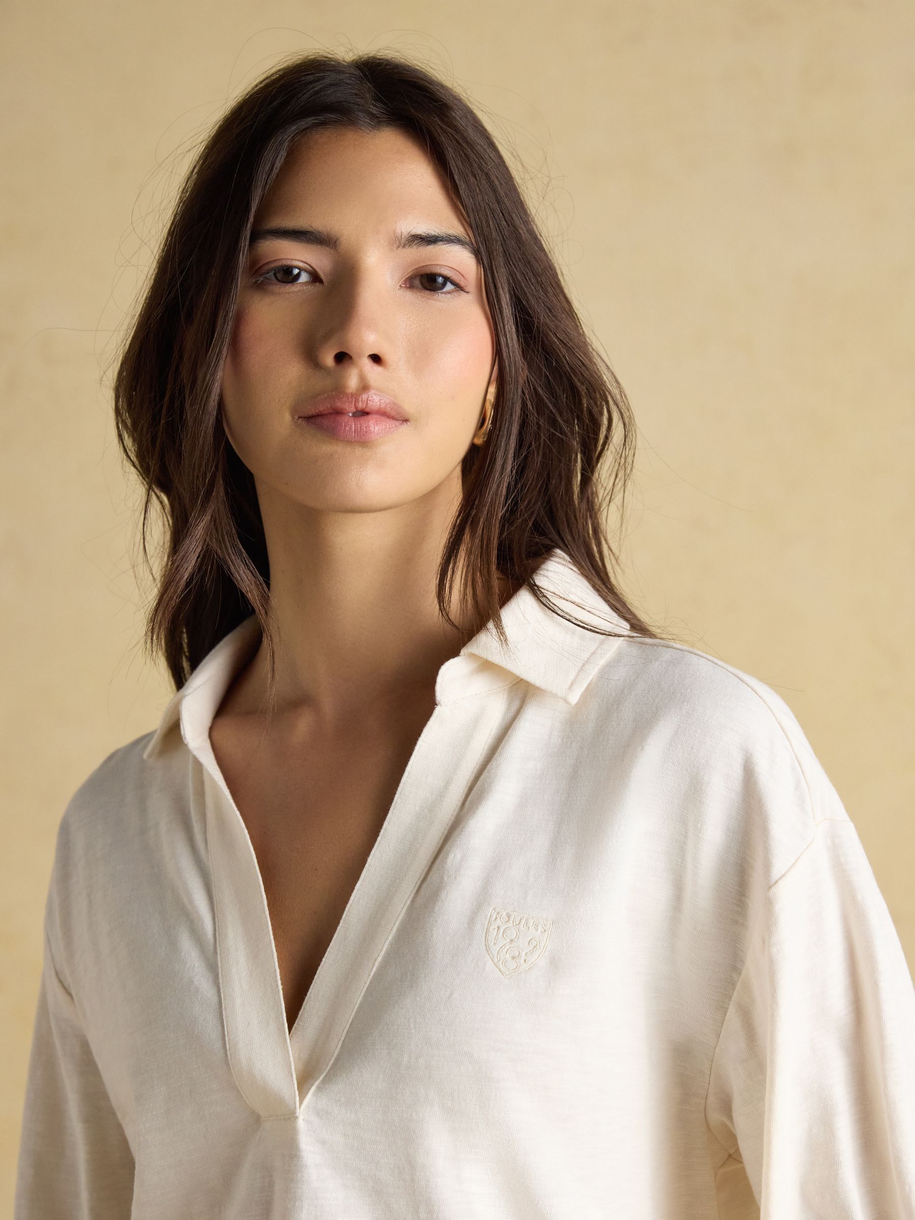 Tallie Cream Combed Cotton Slub Collared Top - Image 6 of 10