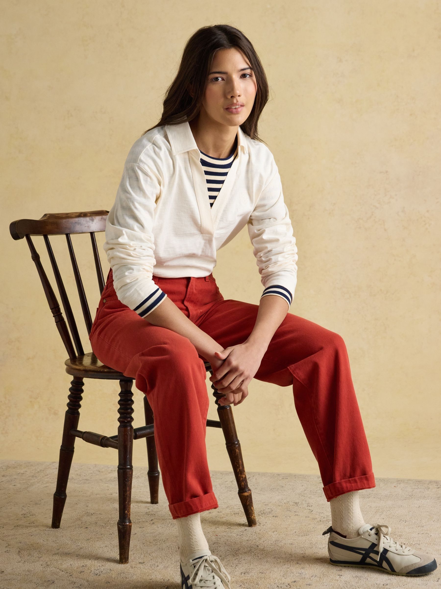 Tallie Cream Combed Cotton Slub Collared Top - Image 7 of 10