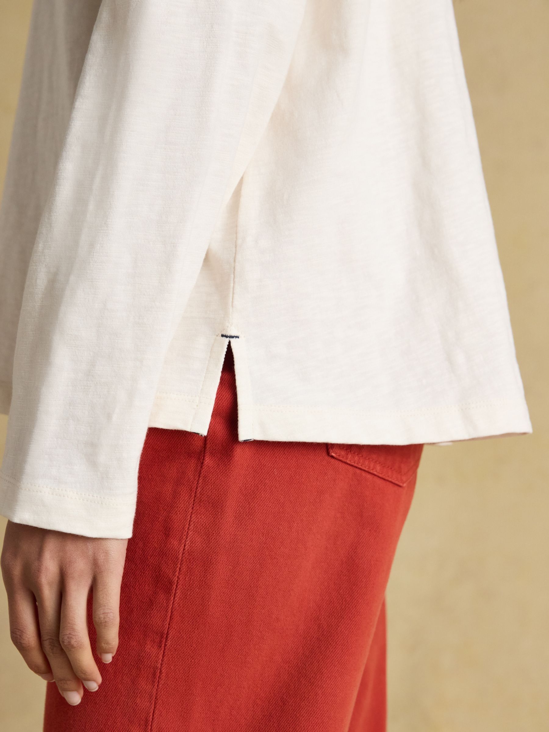 Tallie Cream Combed Cotton Slub Collared Top - Image 9 of 10