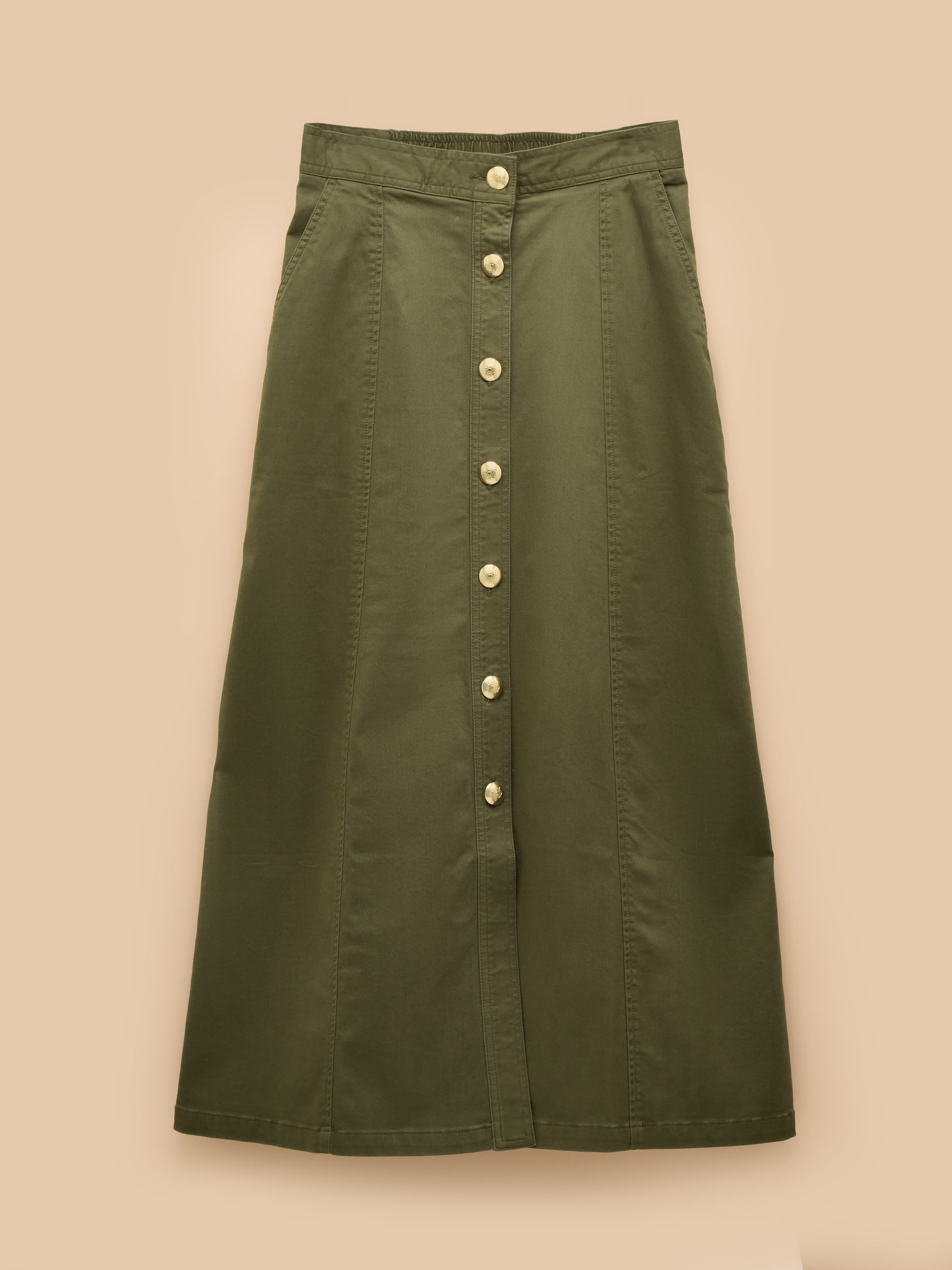 Twyla Khaki Green Midi Chino Skirt - Image 9 of 9