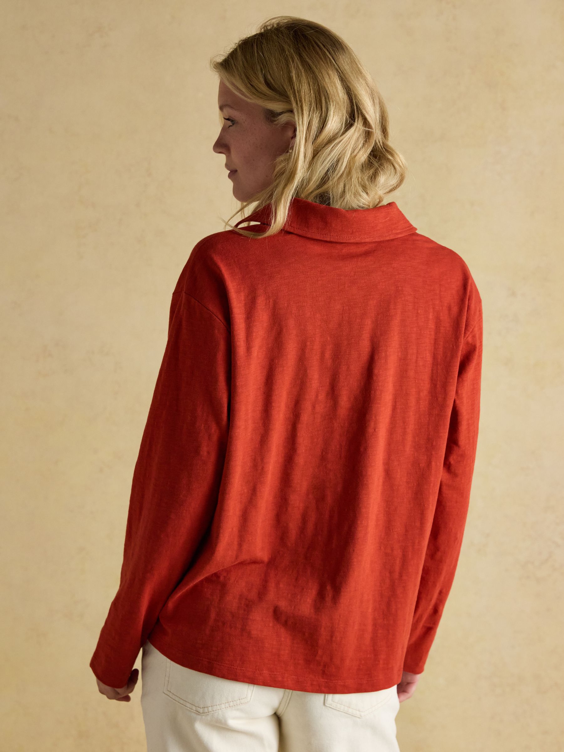 Tallie Burnt Orange Combed Cotton Slub Collared Top - Image 2 of 7