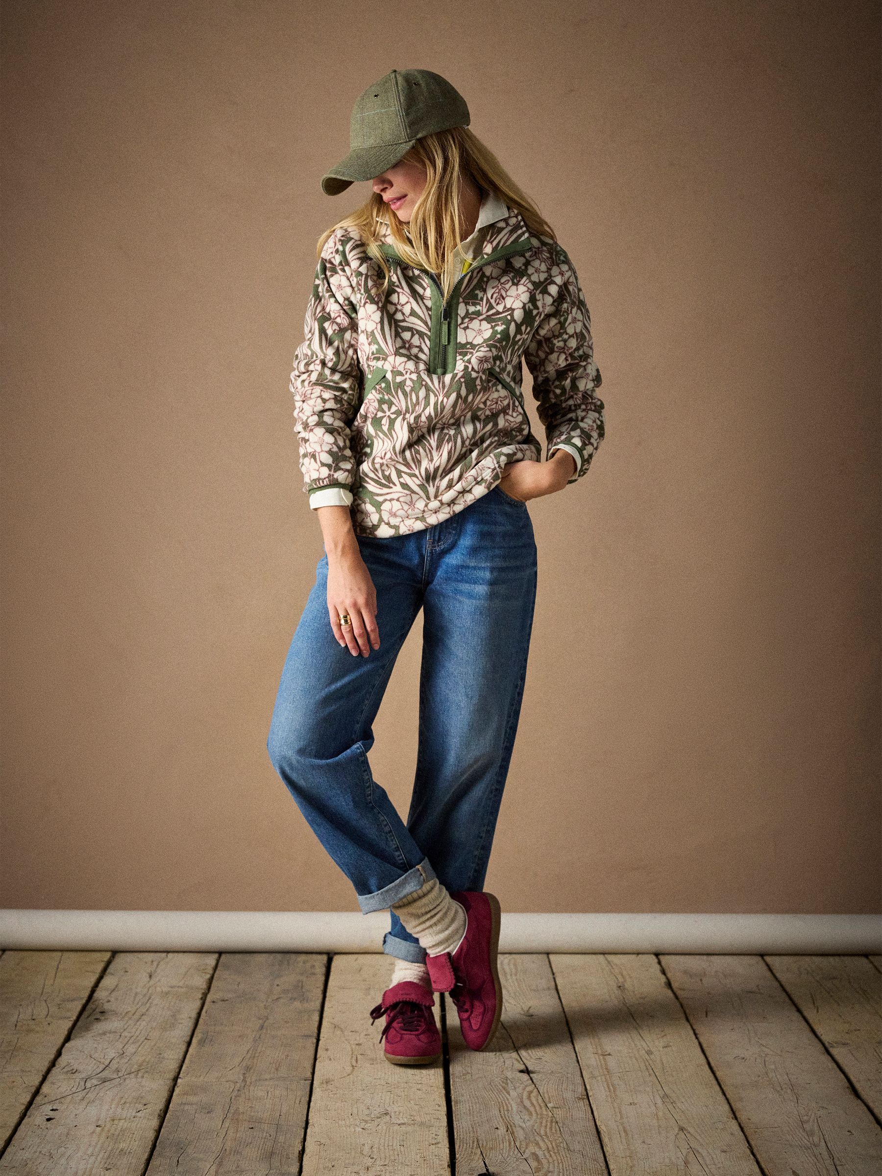 Olivia Green Floral Quarter Zip Fleece - Image 2 of 10