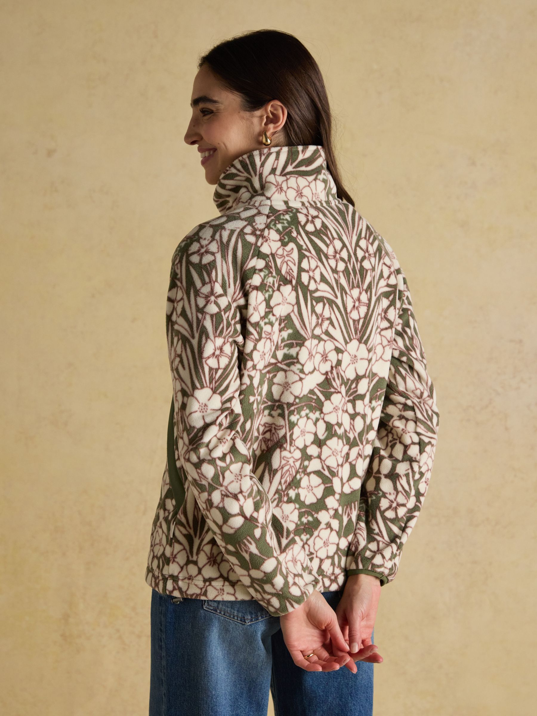 Olivia Green Floral Quarter Zip Fleece - Image 4 of 10