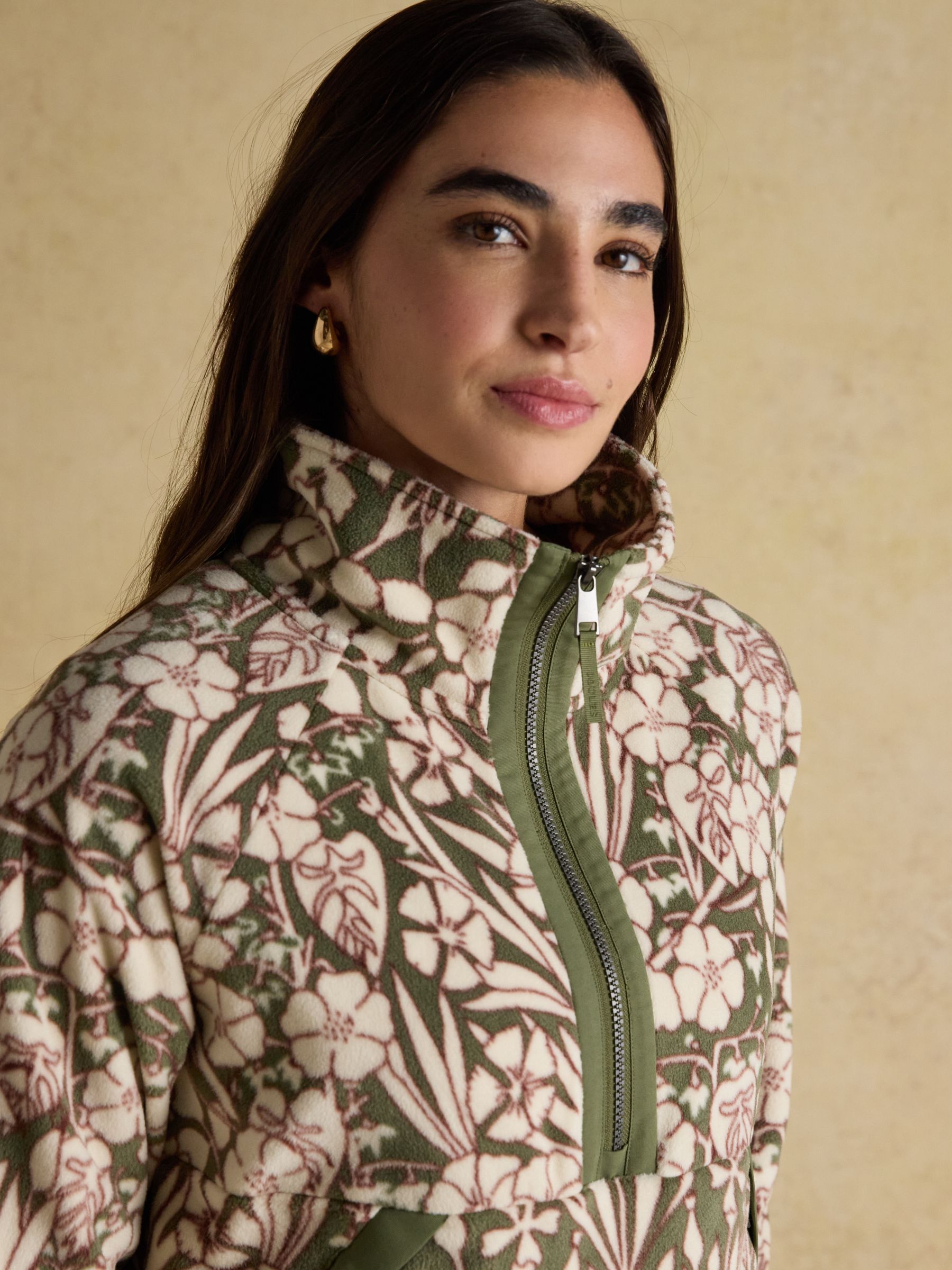 Olivia Green Floral Quarter Zip Fleece - Image 6 of 10