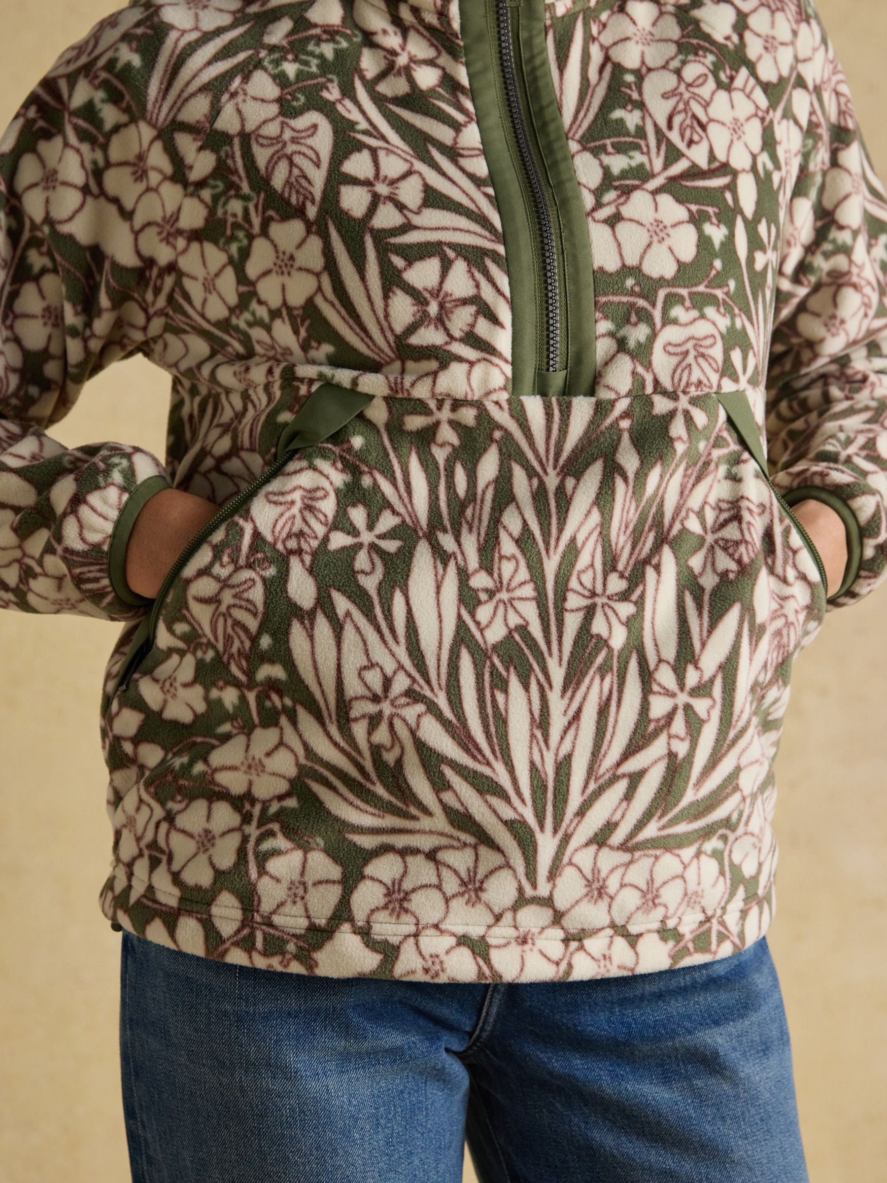 Olivia Green Floral Quarter Zip Fleece - Image 7 of 10