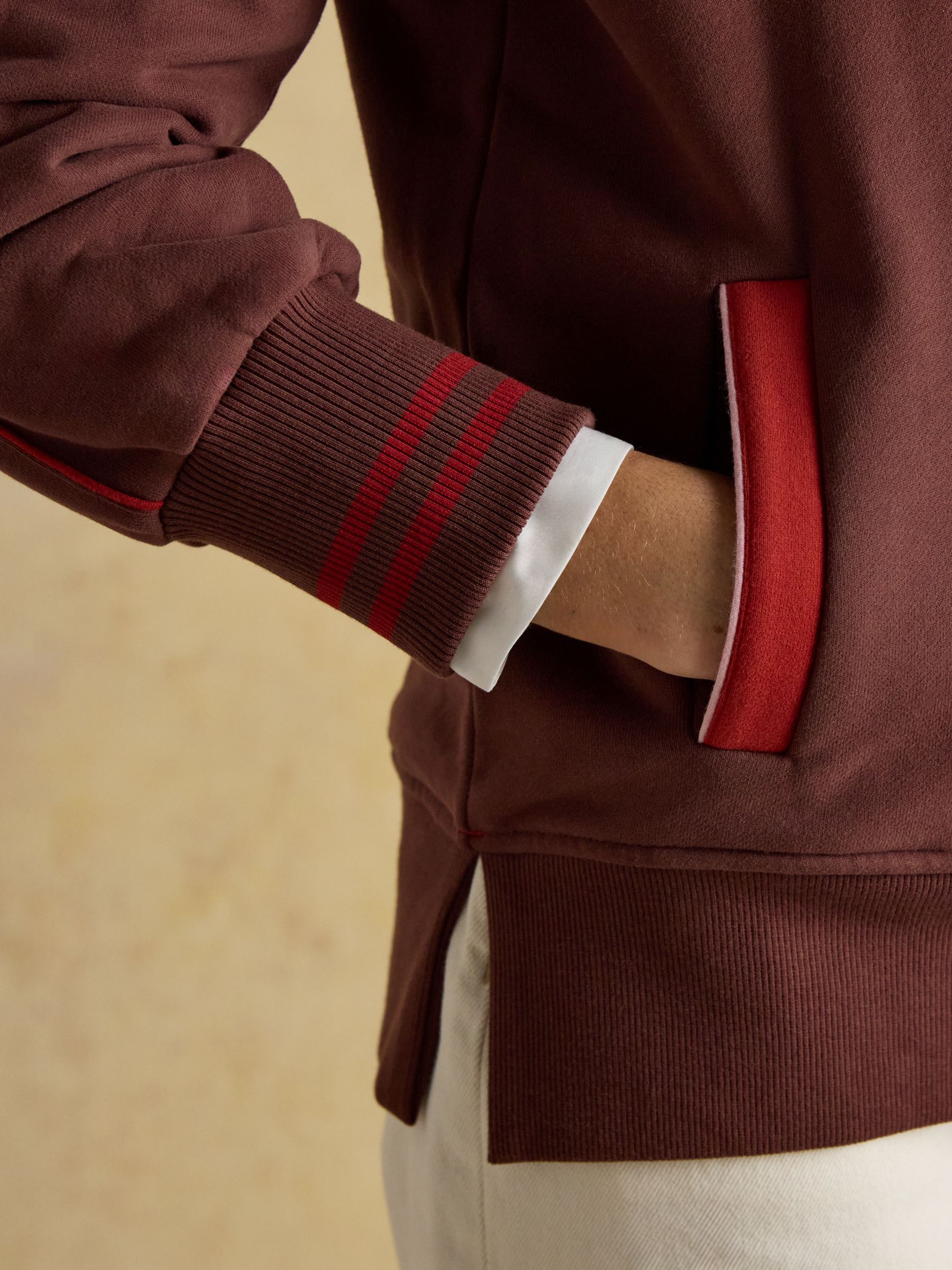 Bronte Brown Funnel Neck Quarter Zip Cotton Sweatshirt - Image 5 of 8