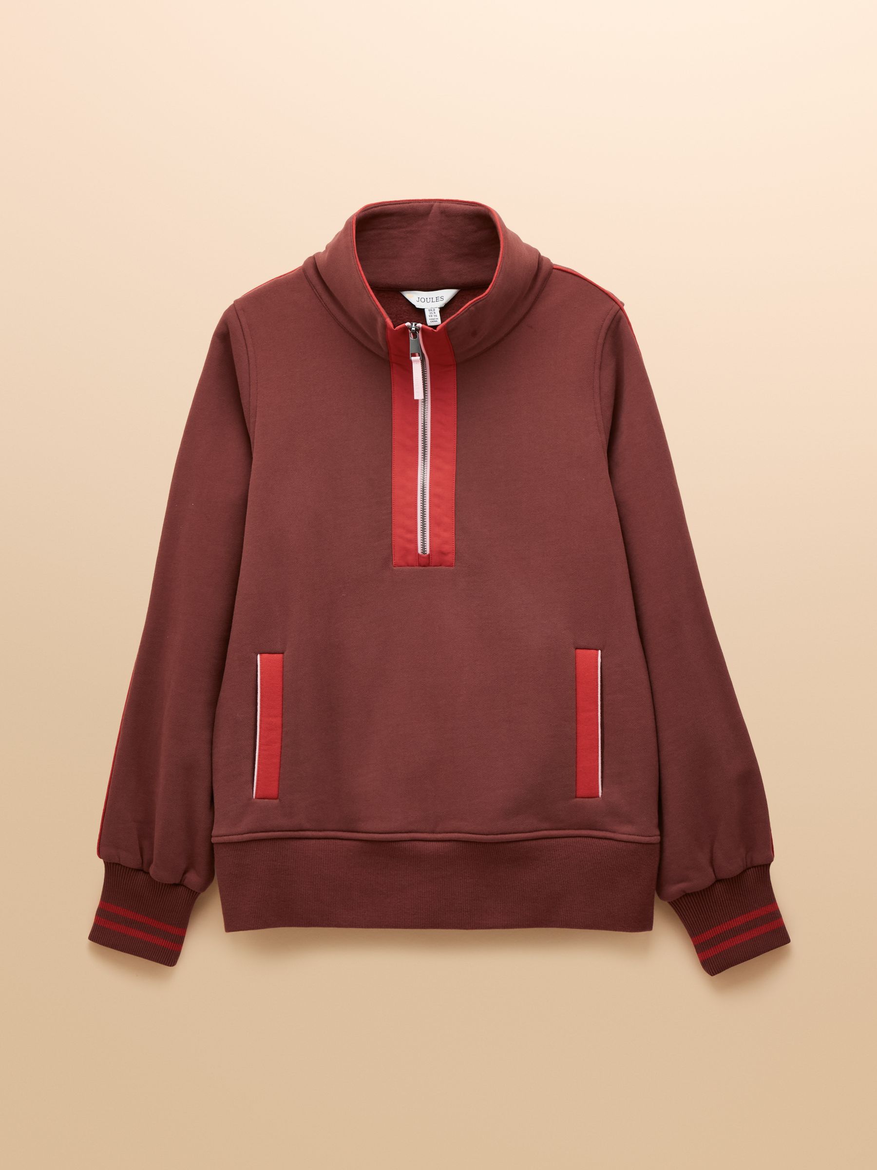 Bronte Brown Funnel Neck Quarter Zip Cotton Sweatshirt - Image 8 of 8