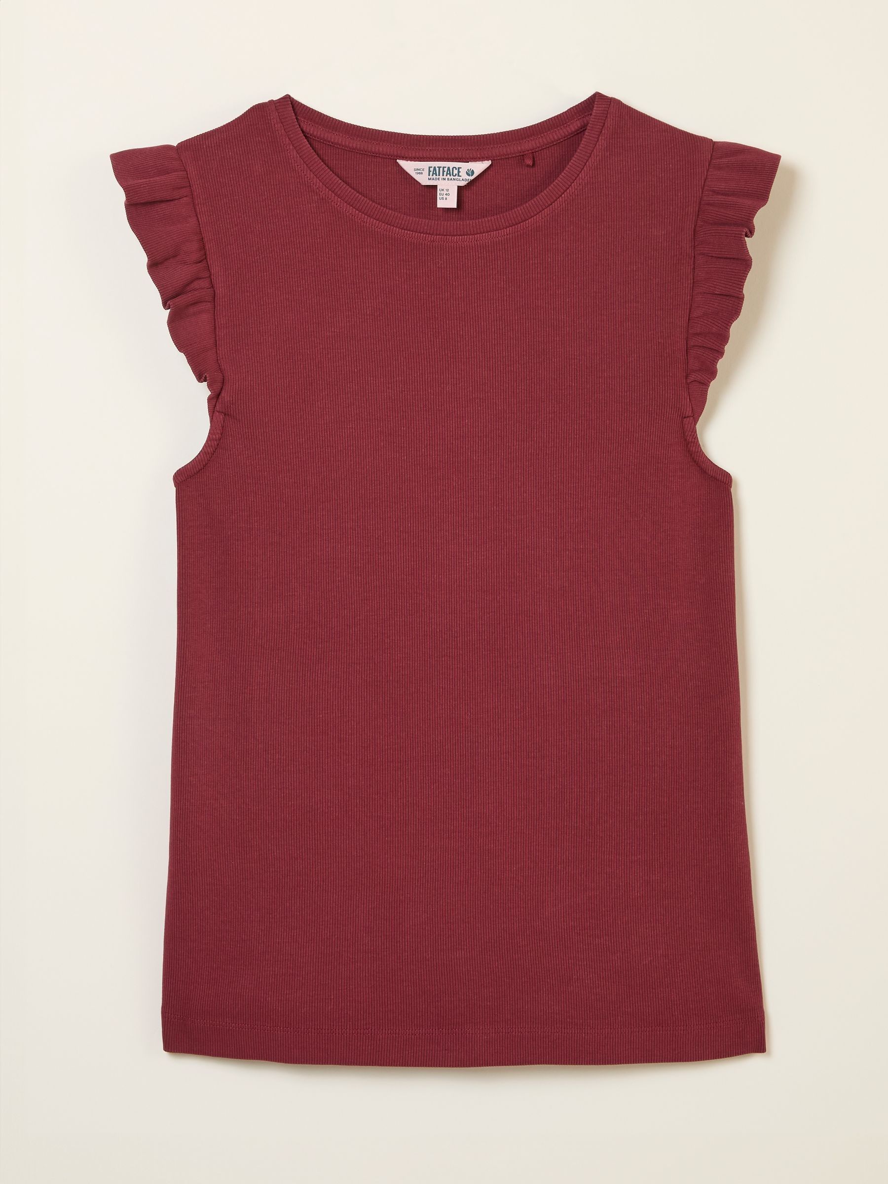 Burgundy Red Frill Sleeveless Top - Image 1 of 1