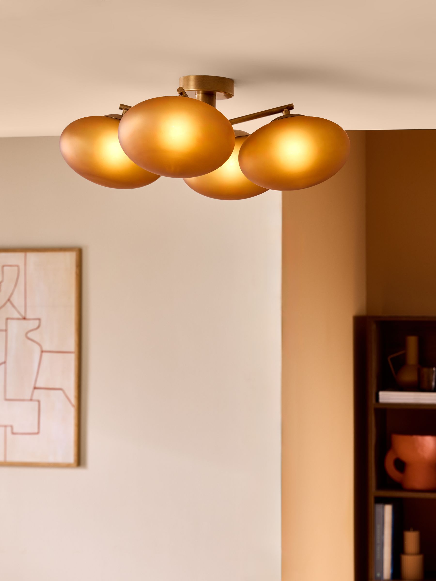 Caleb 4 Flush Light in Amber/Brass - Image 1 of 4