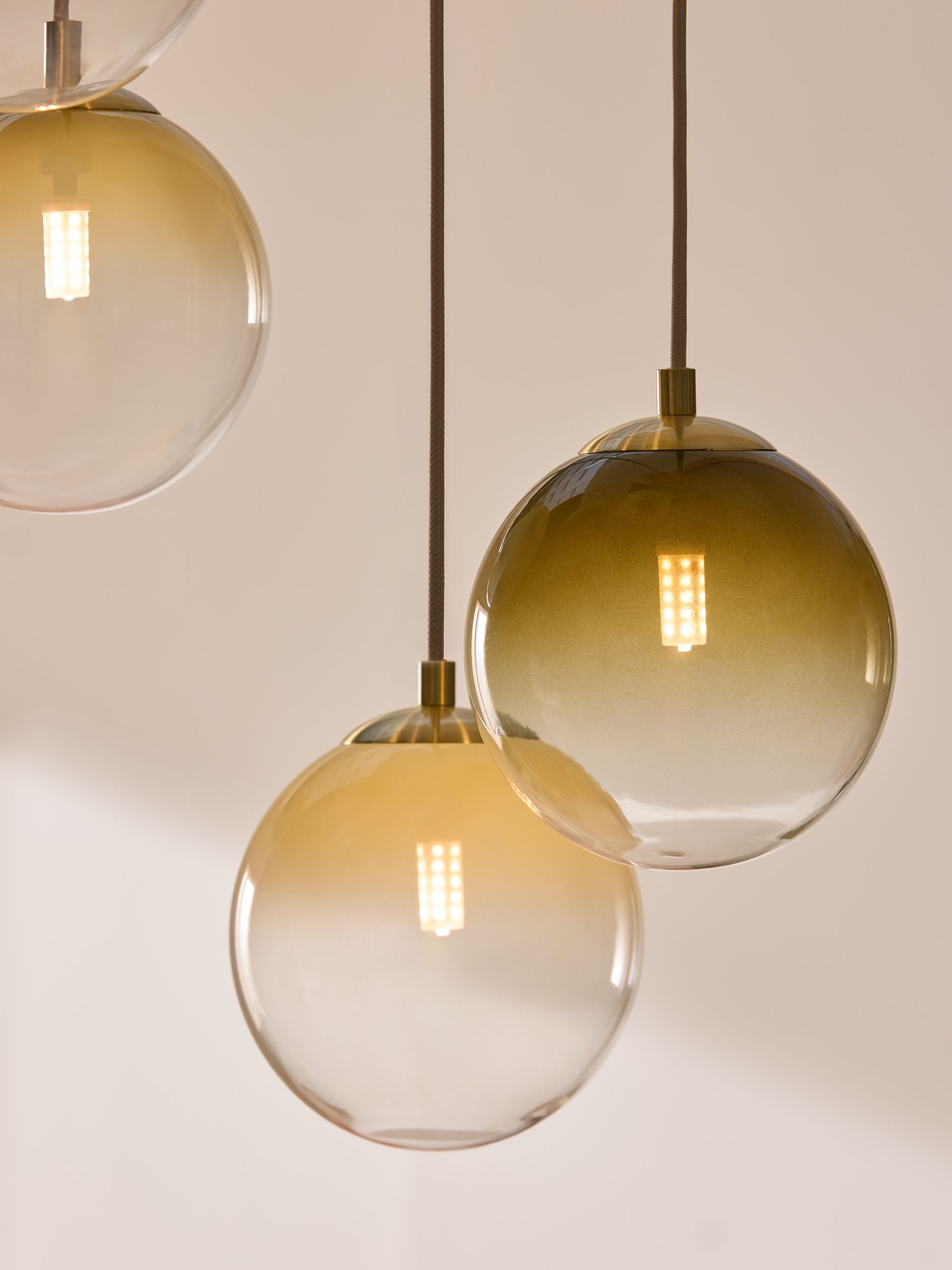 Globe 5 Light Ceiling in Brass/Green Ombre - Image 2 of 5