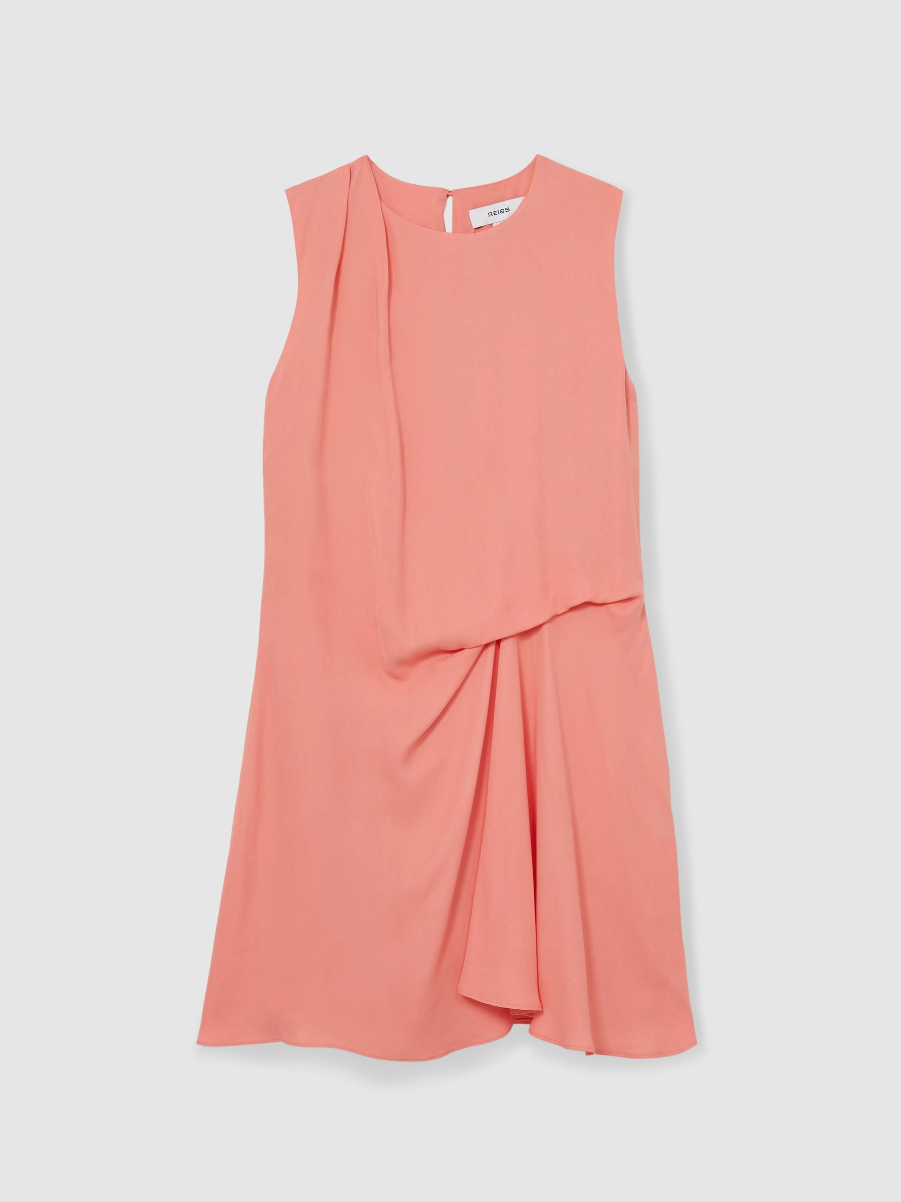 Draped Tuck Mini Dress in Coral - Image 2 of 5