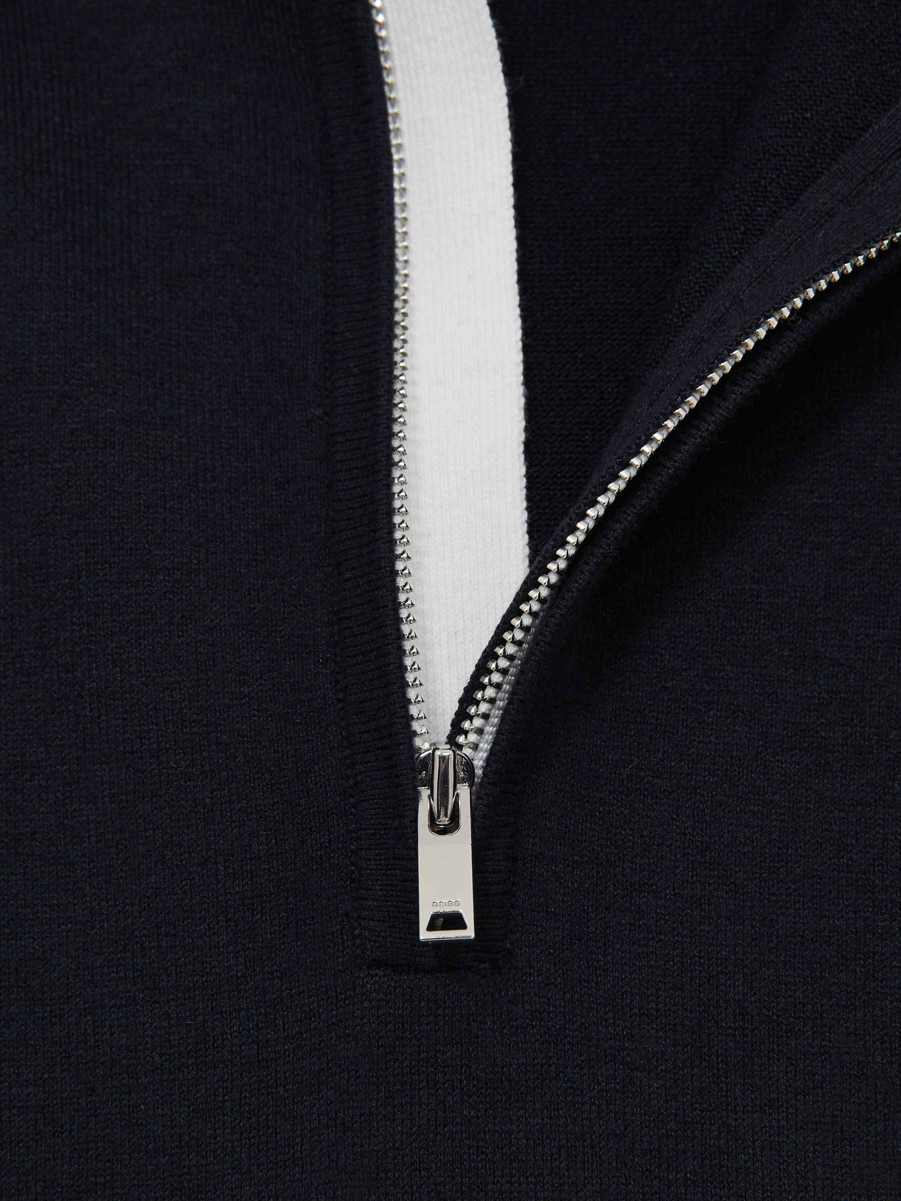 Cotton Blend Half Zip Jumper in Navy - Image 7 of 7