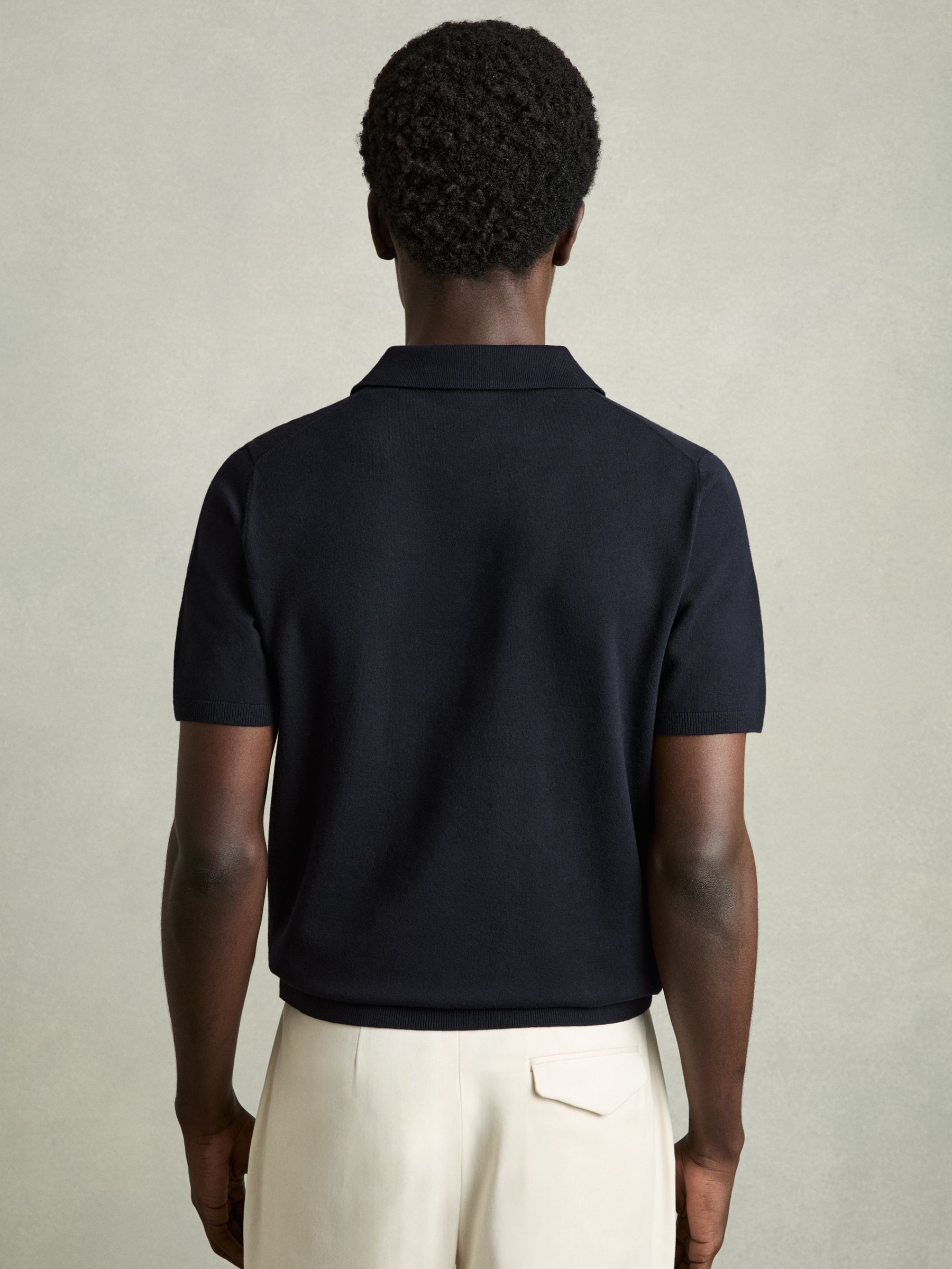 Contrast Placket Polo Shirt With Cotton in Navy - Image 5 of 6