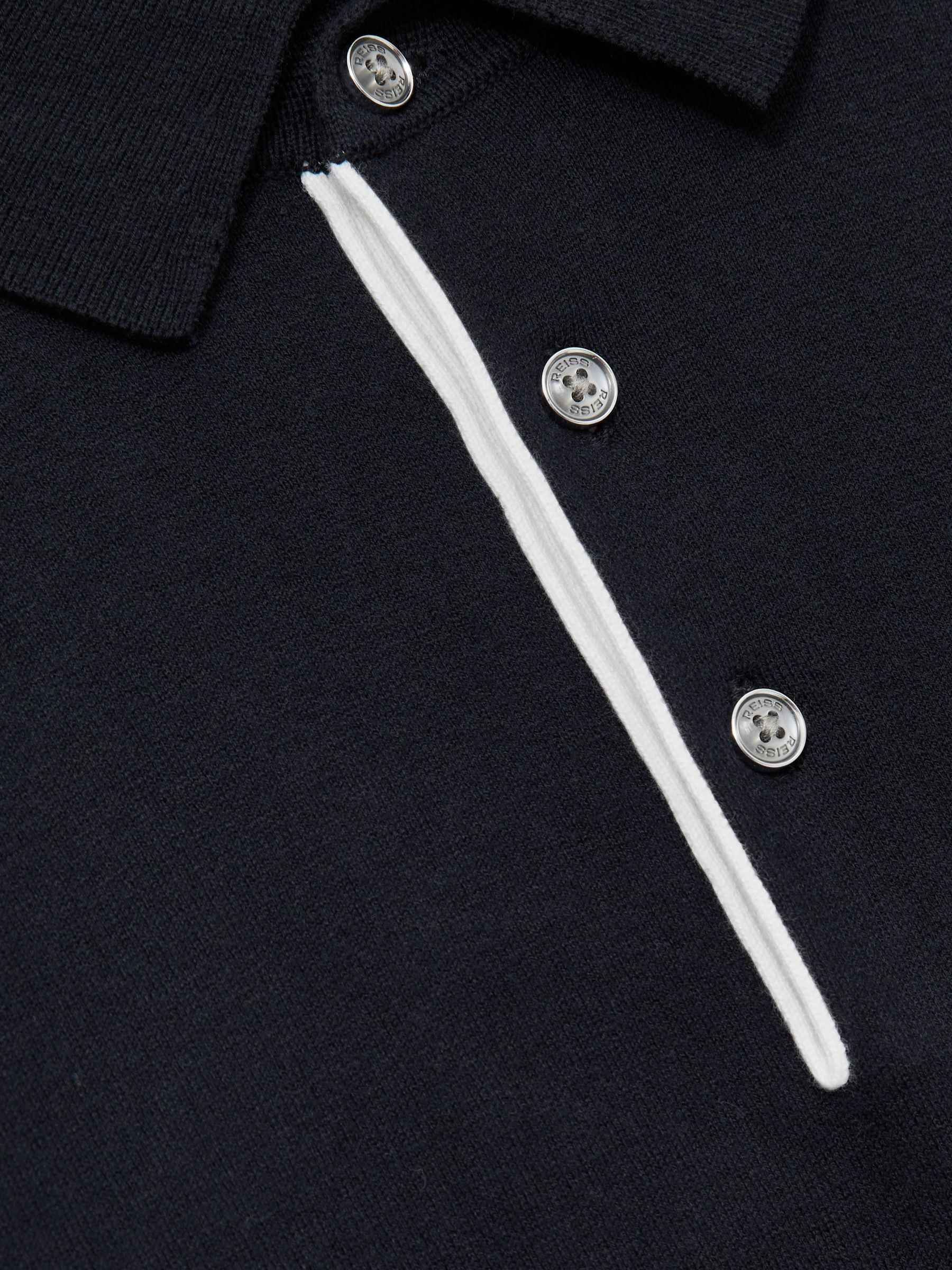 Contrast Placket Polo Shirt With Cotton in Navy - Image 6 of 6