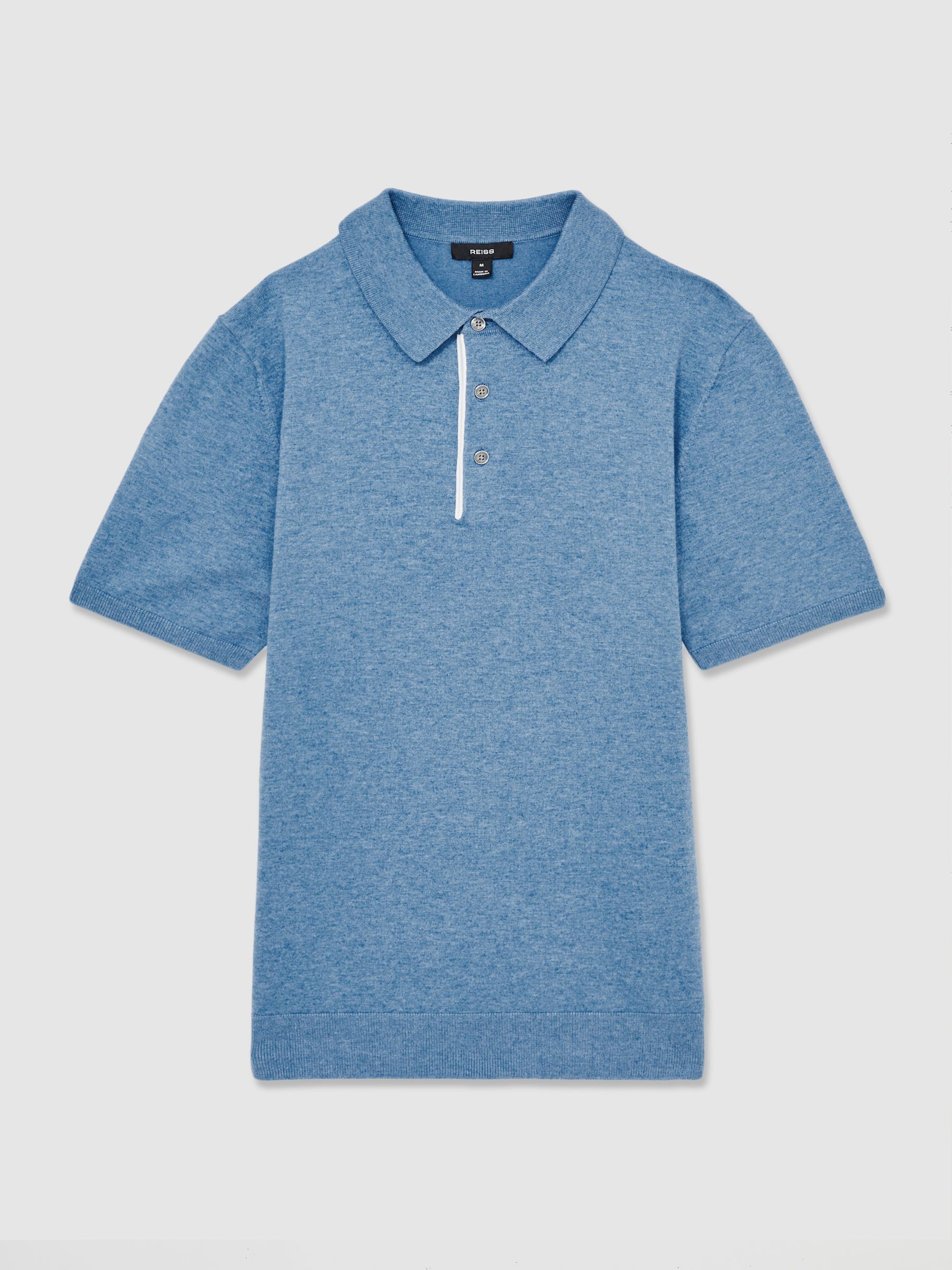 Contrast Placket Polo Shirt With Cotton in Blue - Image 2 of 6