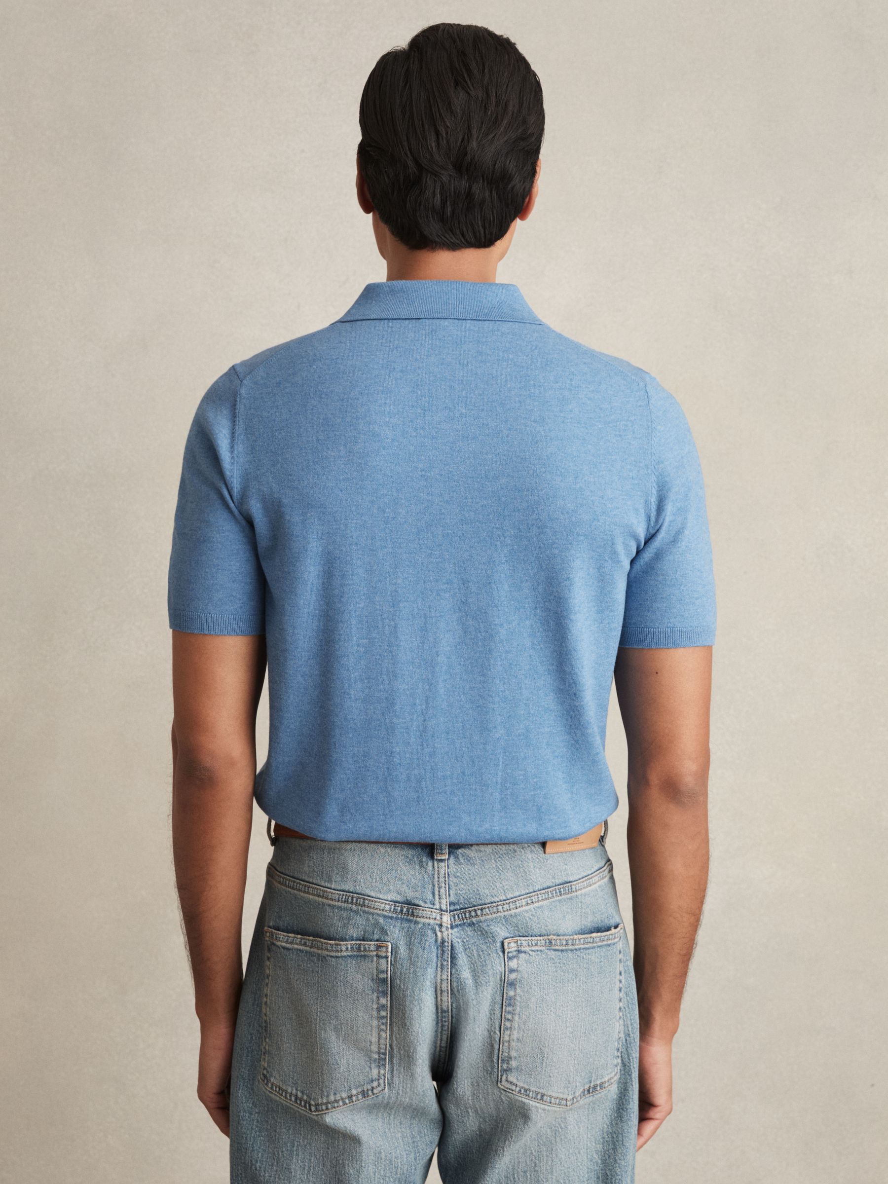 Contrast-Placket Polo Shirt With Cotton in Blue - image 5