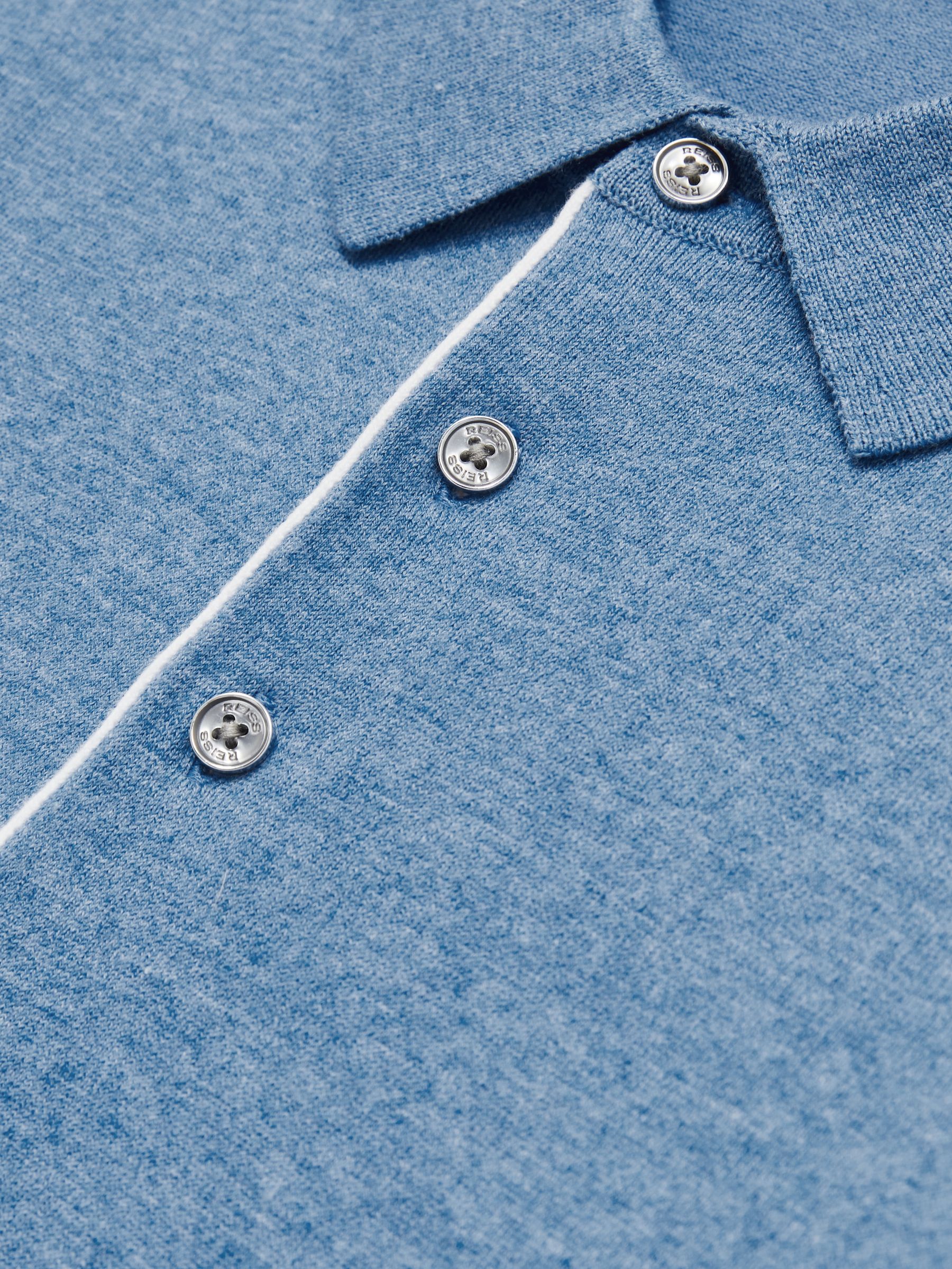 Contrast Placket Polo Shirt With Cotton in Blue - Image 6 of 6