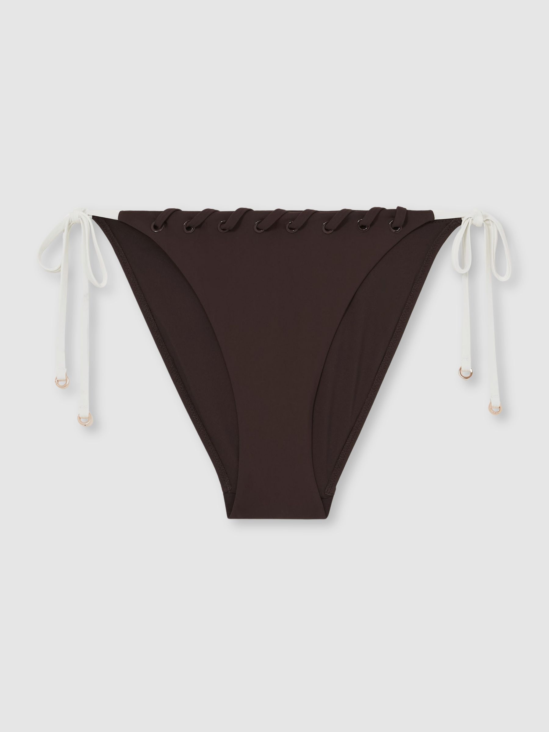 Whipstitch Side-Tie Bikini Bottoms in Chocolate - Image 2 of 4
