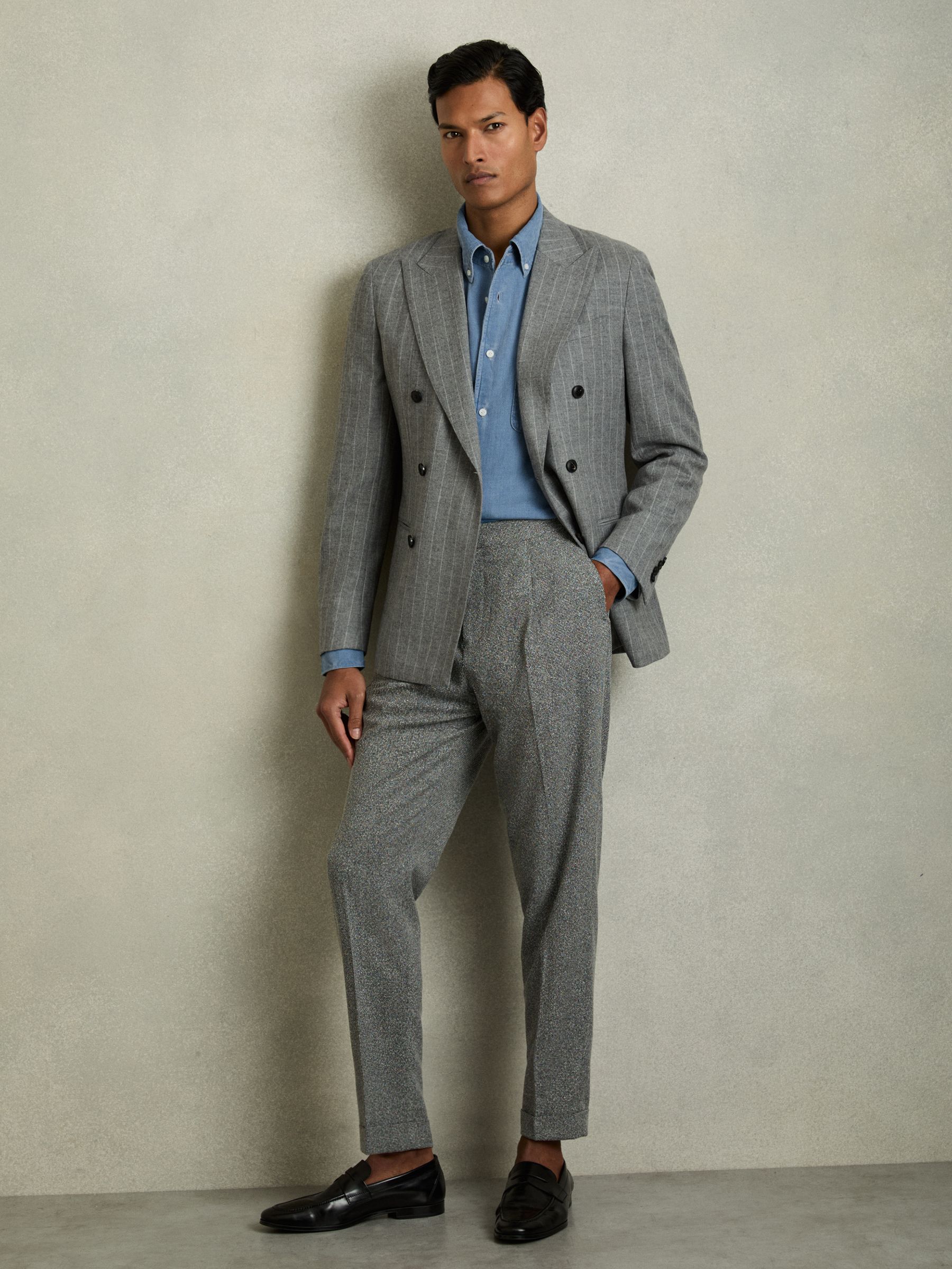 Denim Piqué Button-Through Shirt in Indigo Blue - Image 5 of 6