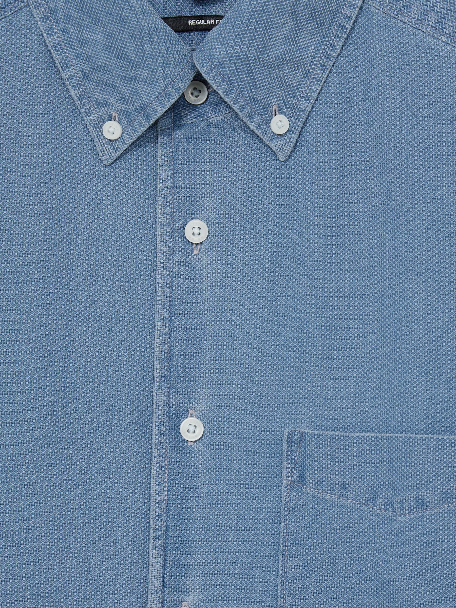 Denim Piqué Button-Through Shirt in Indigo Blue - Image 6 of 6