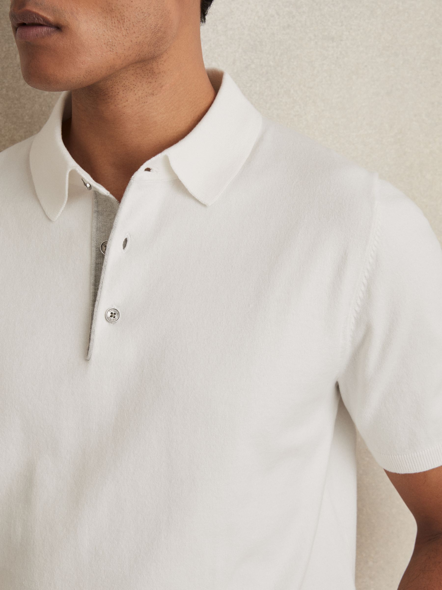 Contrast Placket Polo Shirt With Cotton in White - Image 4 of 6
