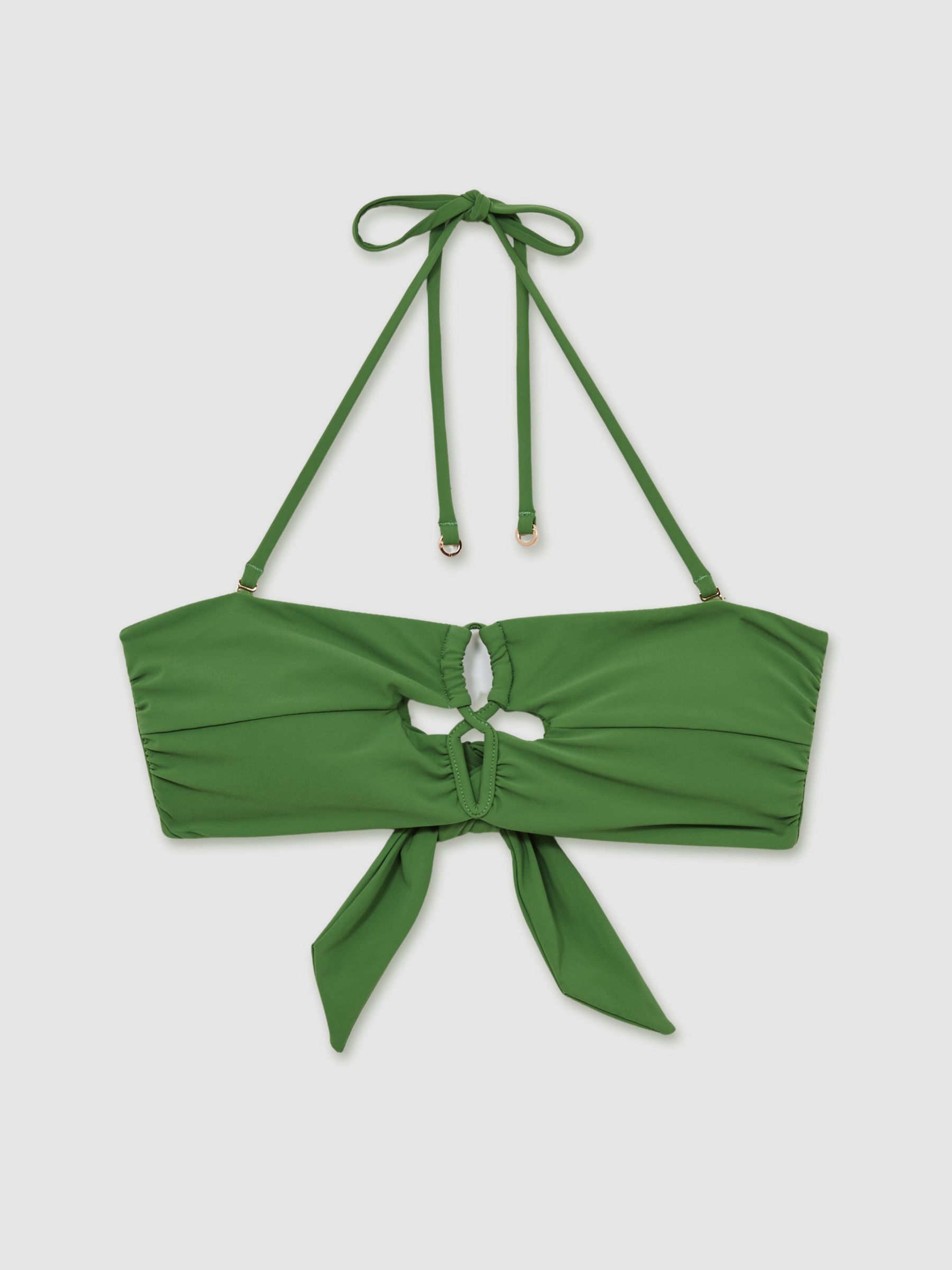 Cut-Out V-Wire Bandeau Bikini Top in Green - Image 2 of 5
