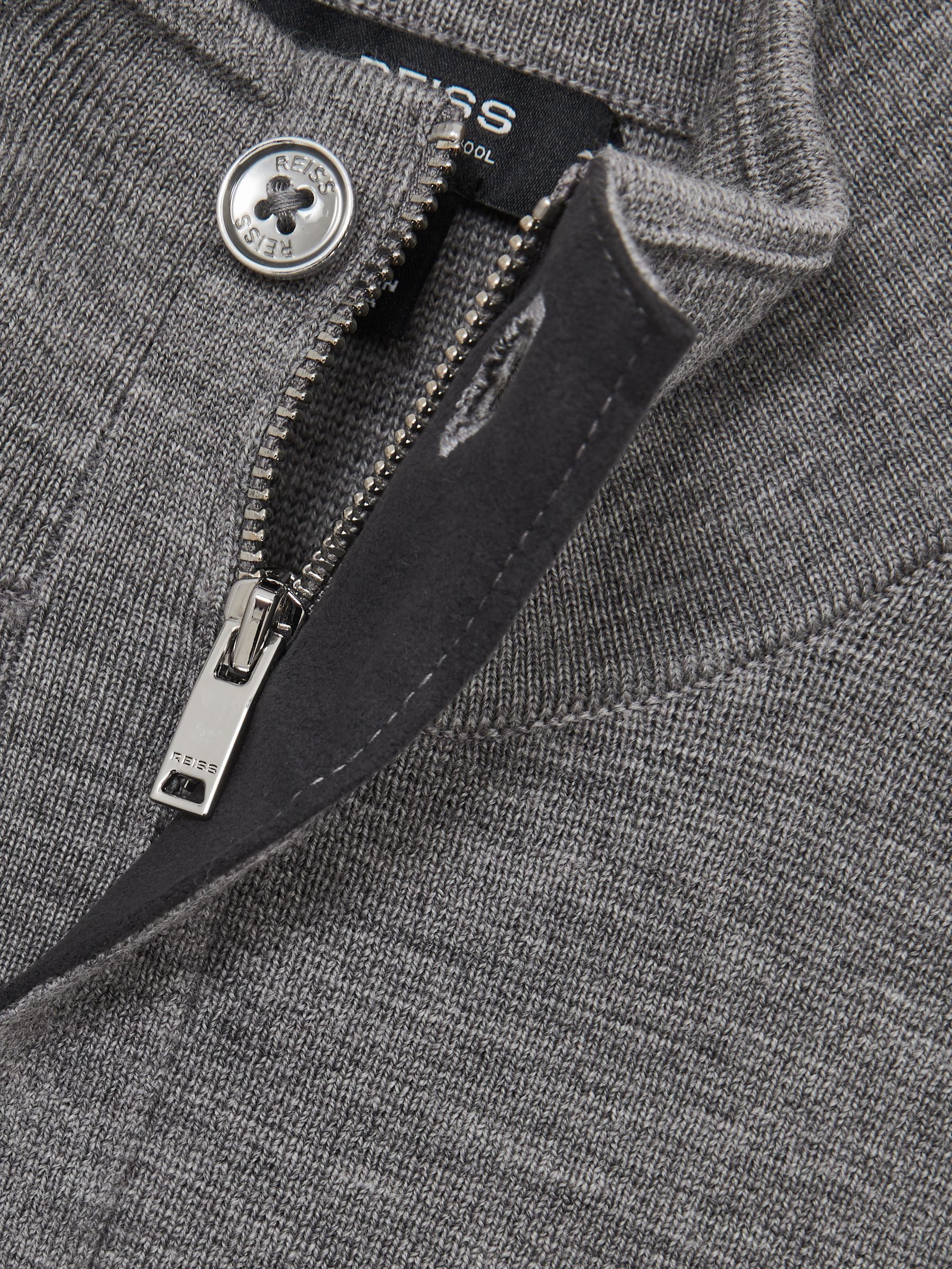 Merino Wool Half-Zip Jumper in Warm Grey Melange - Image 5 of 5