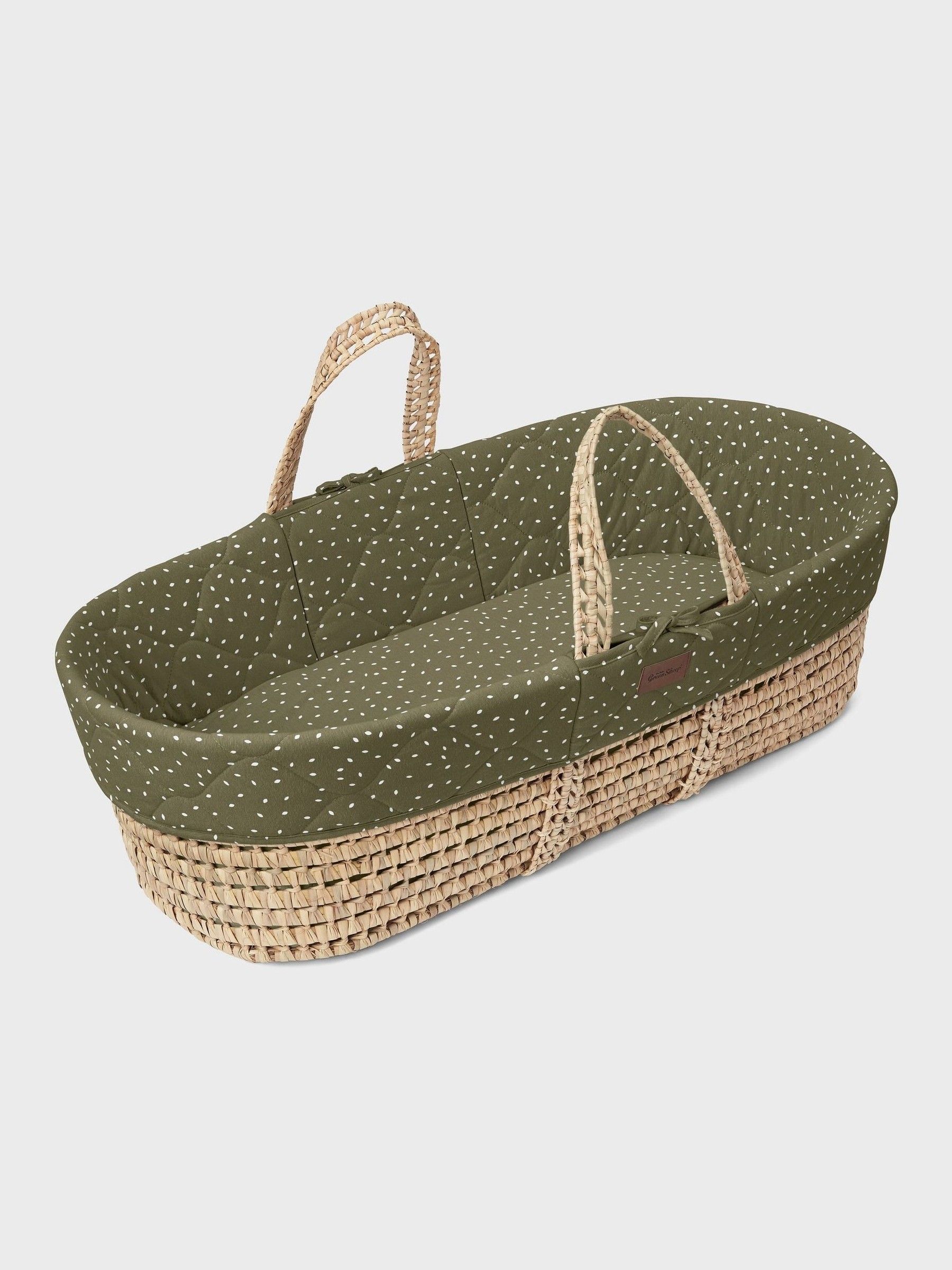 The Little Green Sheep Juniper Rice Quilted Moses Basket & Mattress - Image 3 of 5