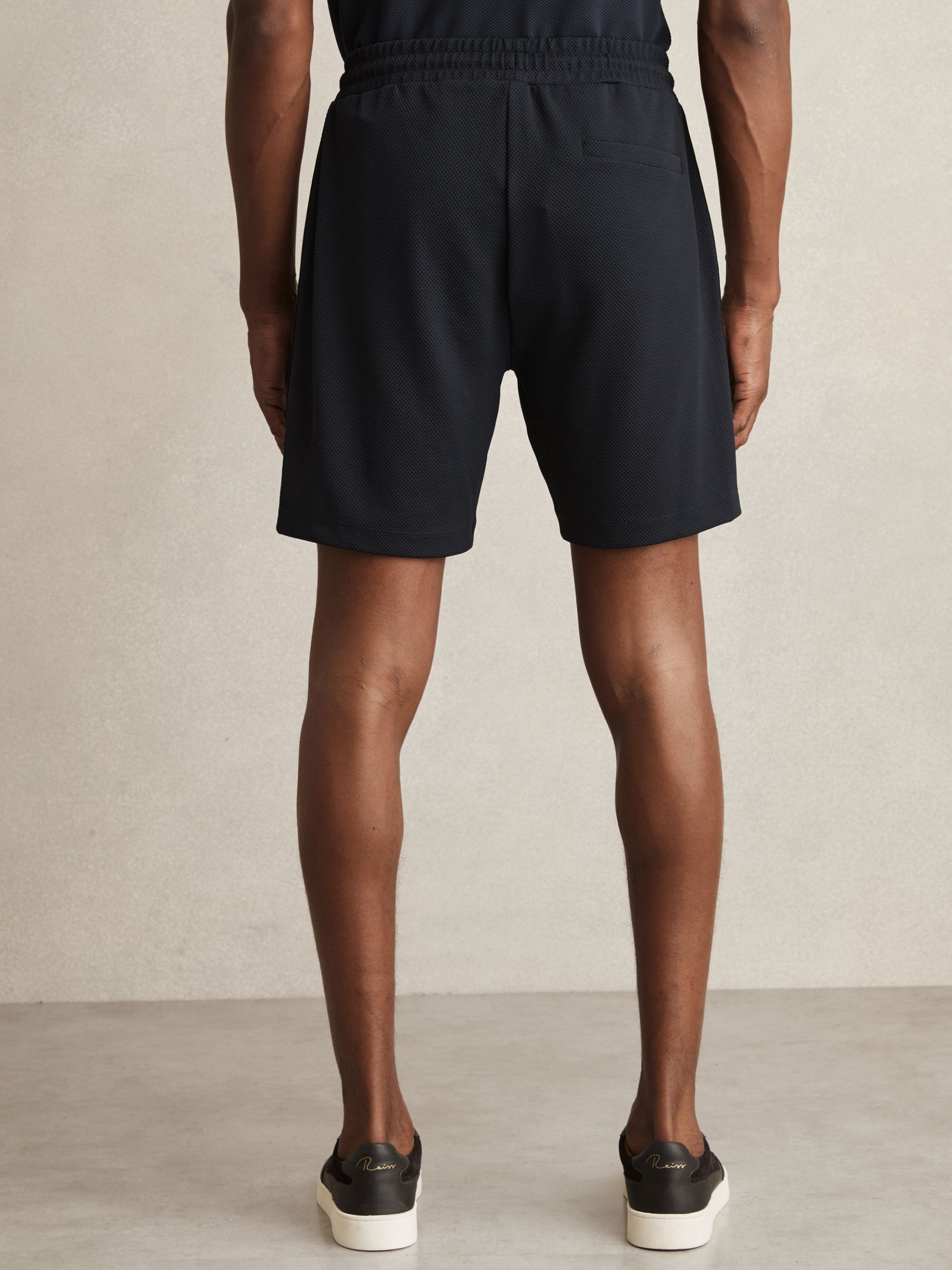 Textured Tape Drawstring Shorts in Navy - Image 5 of 6