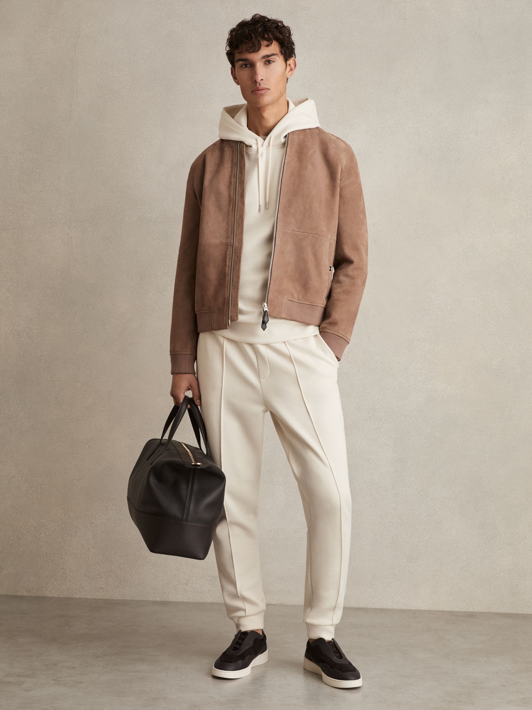 Interlock Jersey Drawstring Hoodie in Off White - Image 3 of 7