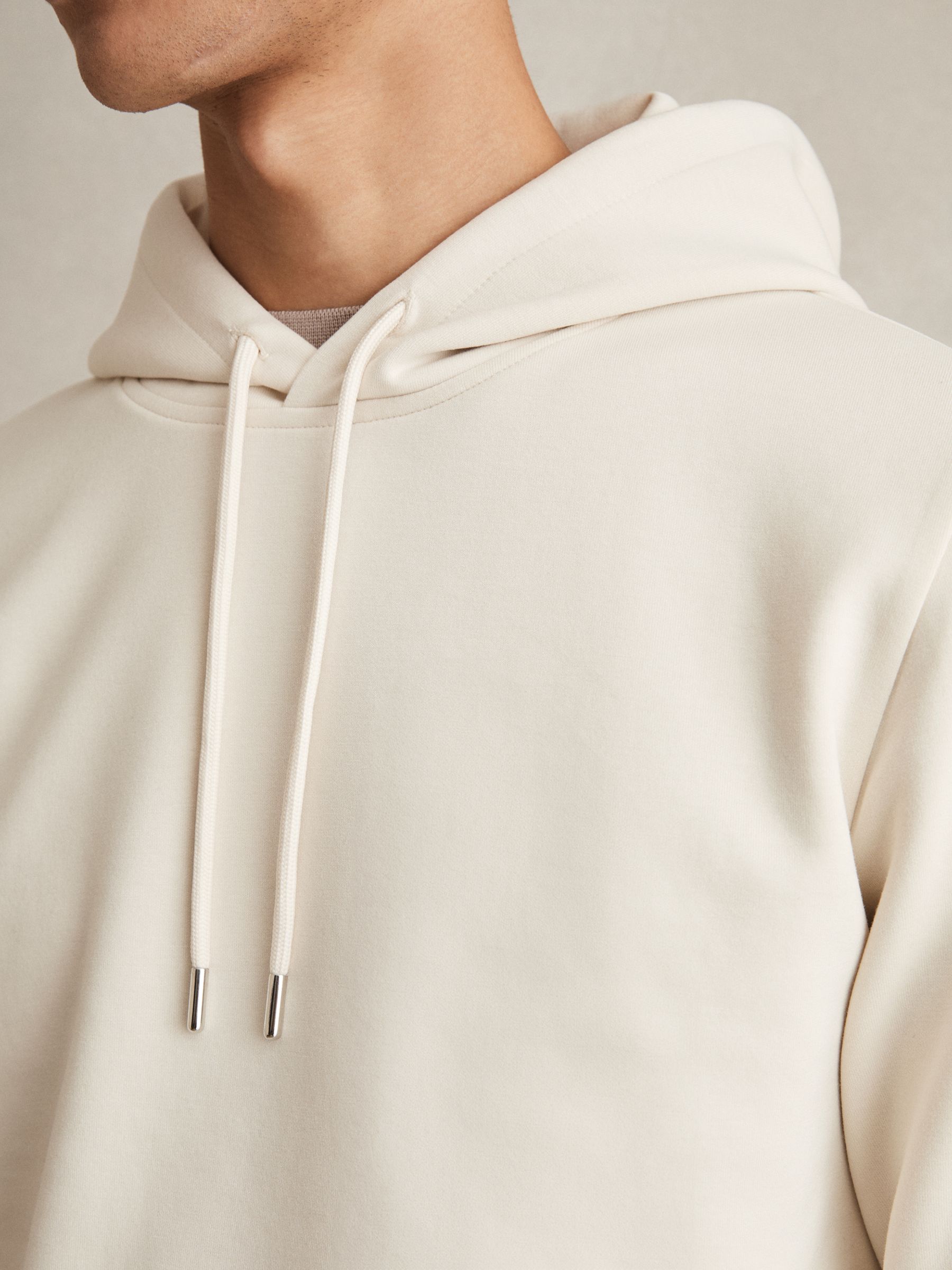 Interlock Jersey Drawstring Hoodie in Off White - Image 4 of 7