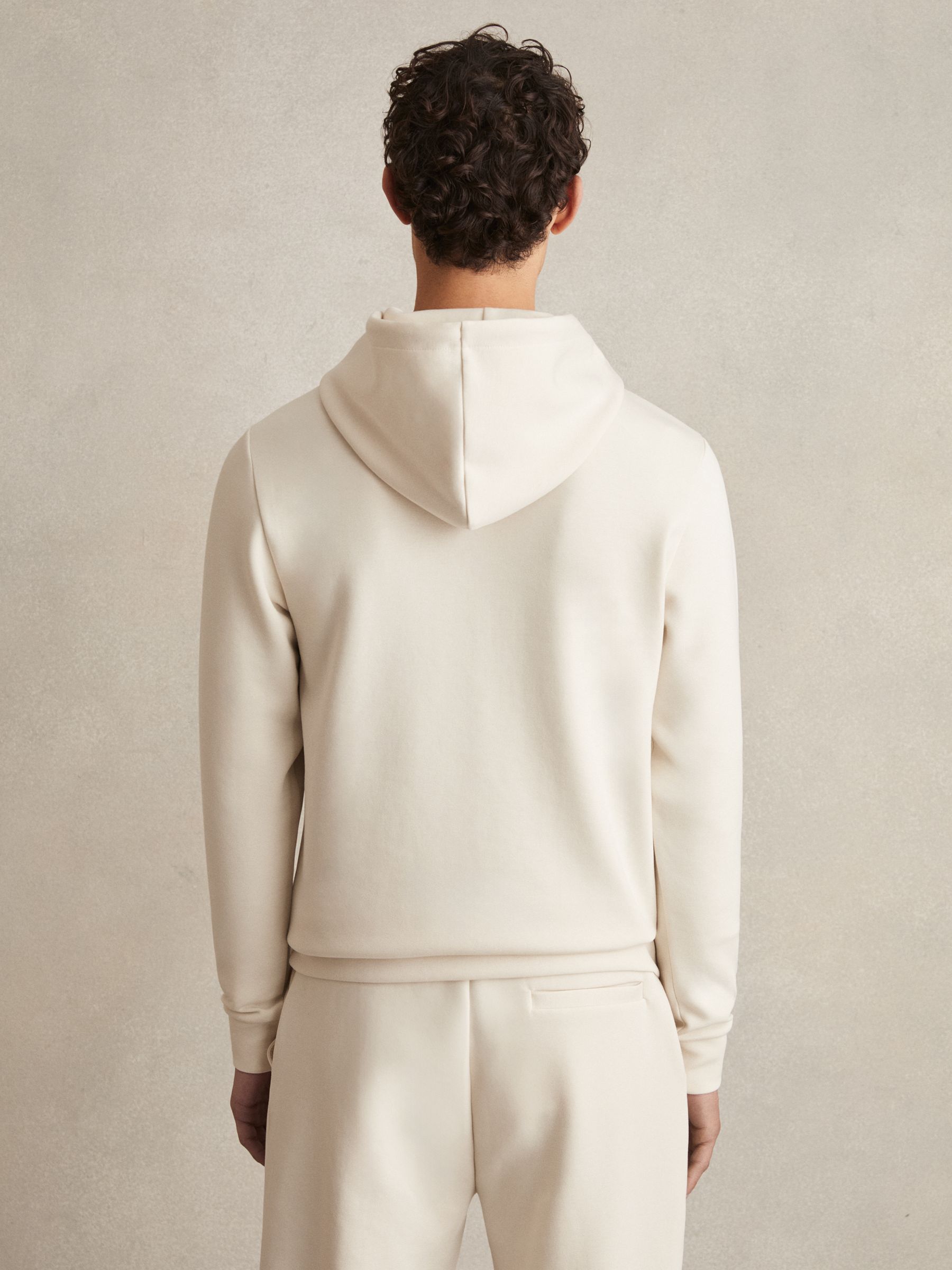 Interlock Jersey Drawstring Hoodie in Off White - Image 6 of 7