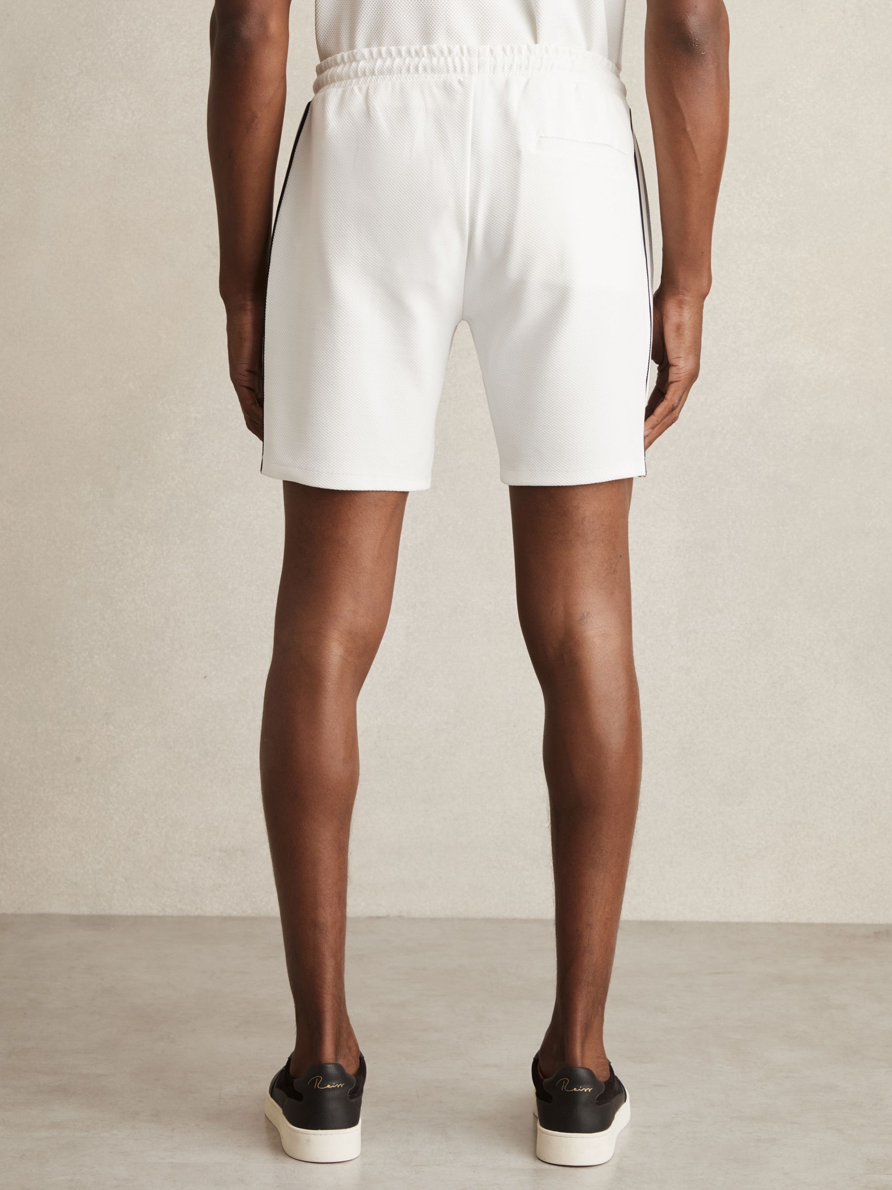 Textured Tape Drawstring Shorts in Off White - Image 5 of 6