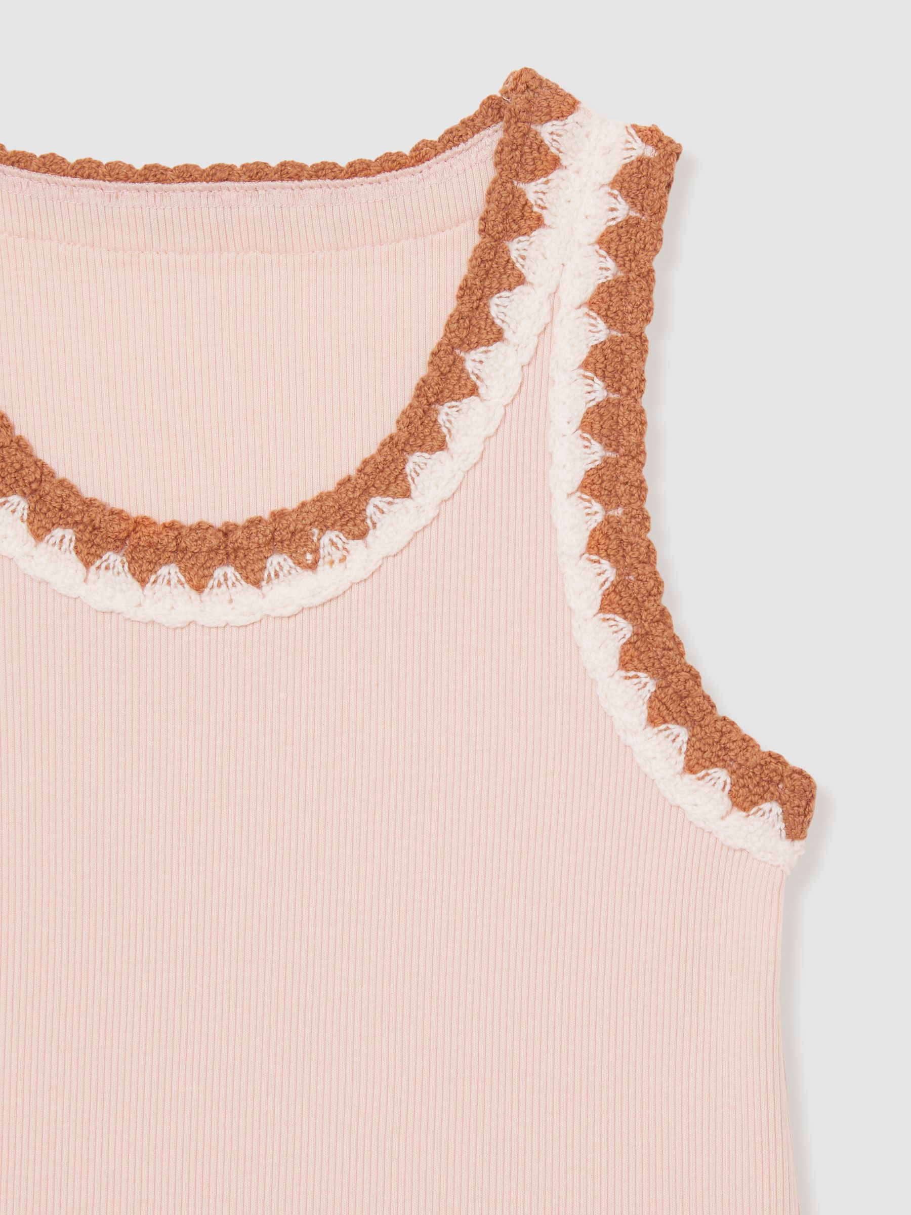 9-13 yrs Cotton Crochet-Trim Vest in Pink - Image 4 of 4