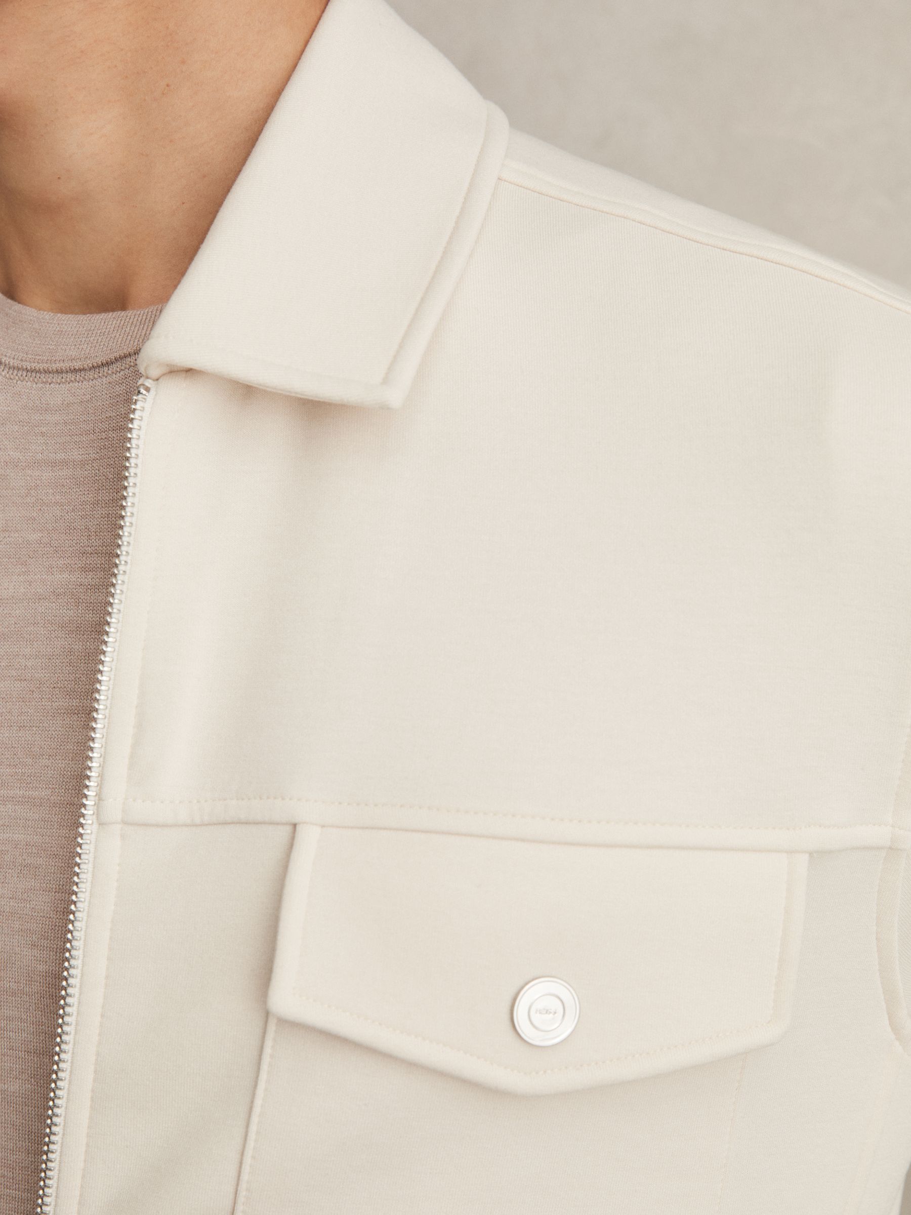 Interlock Jersey Zip-Through Overshirt in Off White - Image 4 of 6