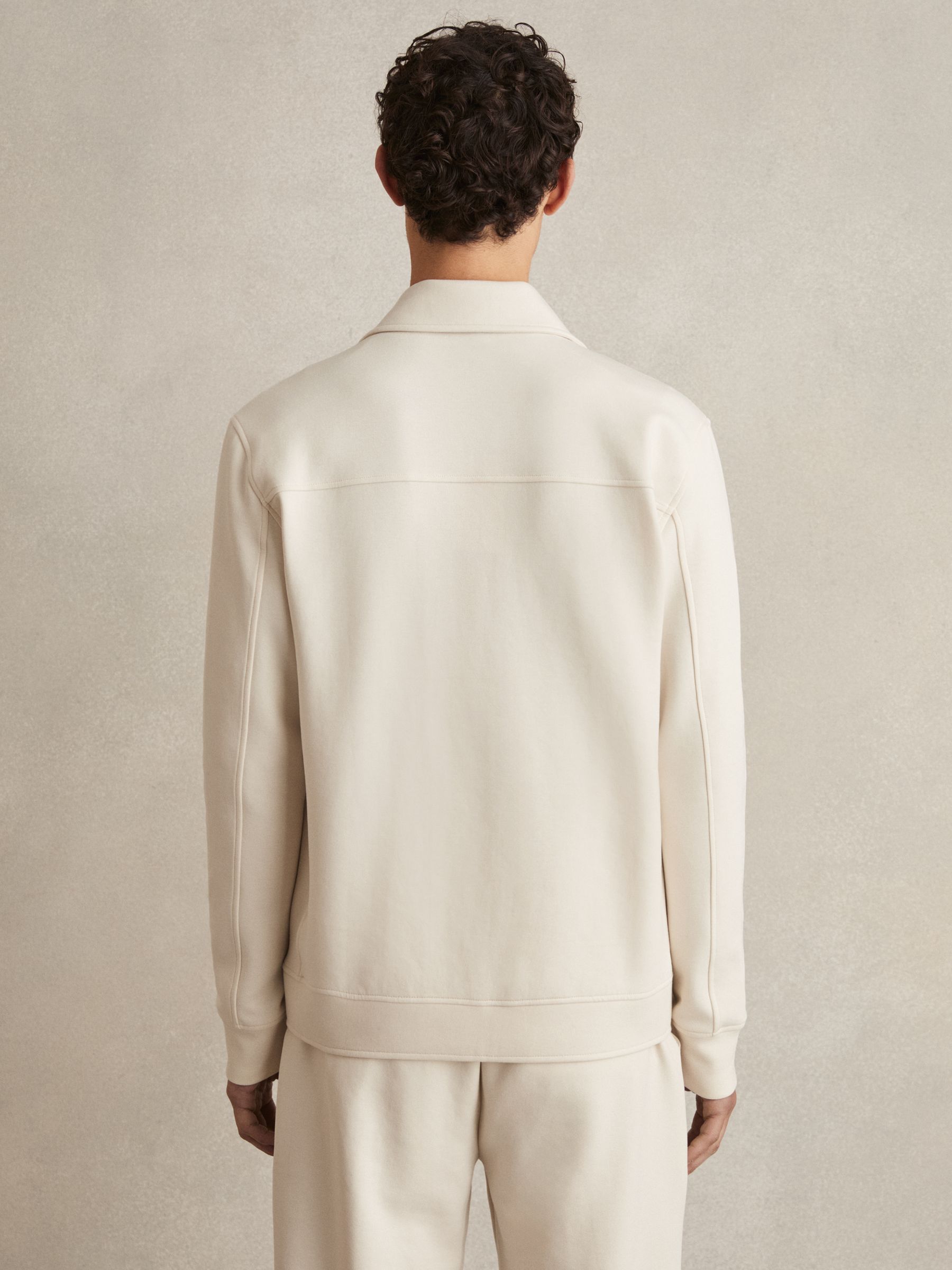 Interlock Jersey Zip-Through Overshirt in Off White - Image 5 of 6
