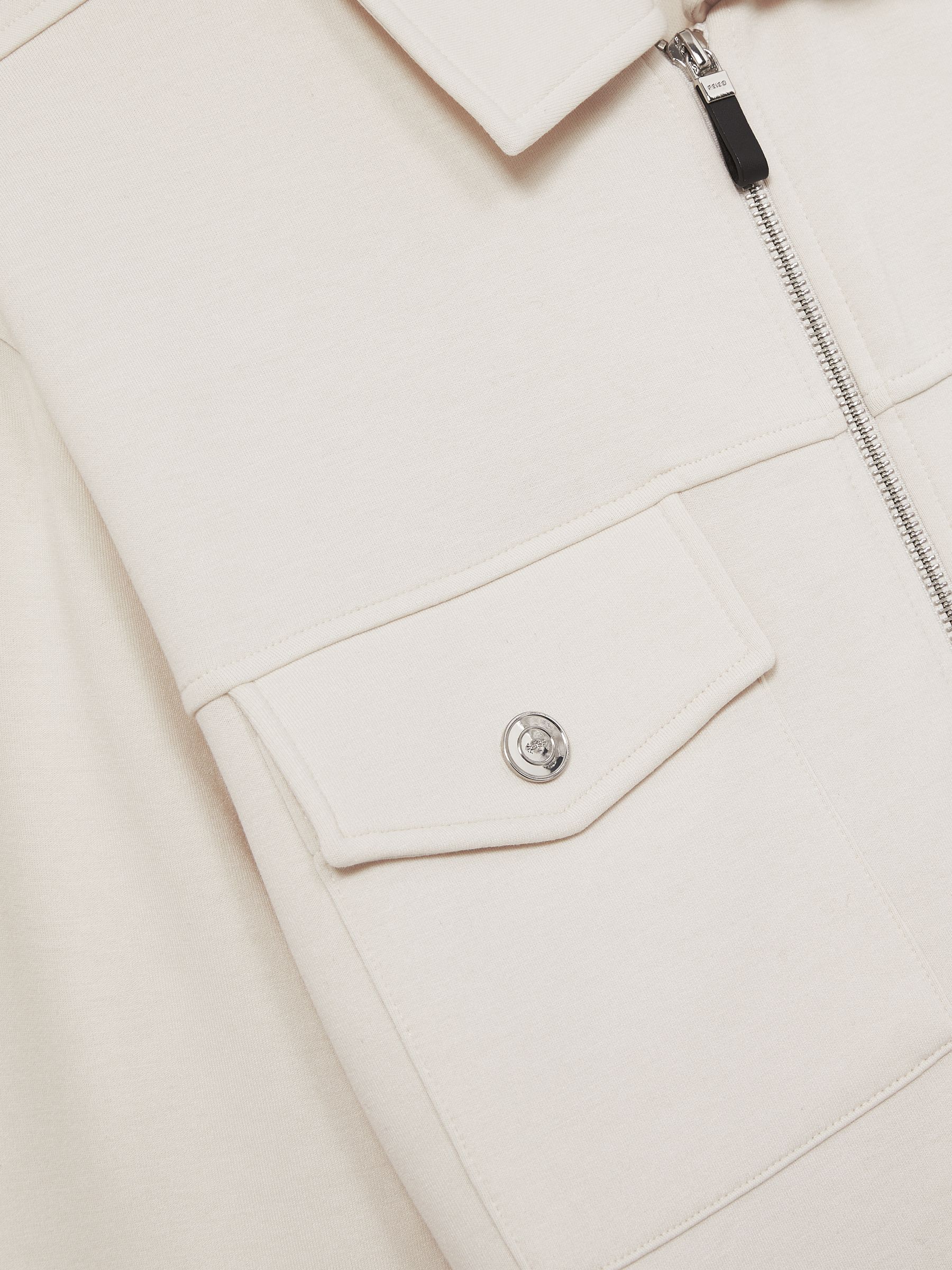 Interlock Jersey Zip-Through Overshirt in Off White - Image 6 of 6