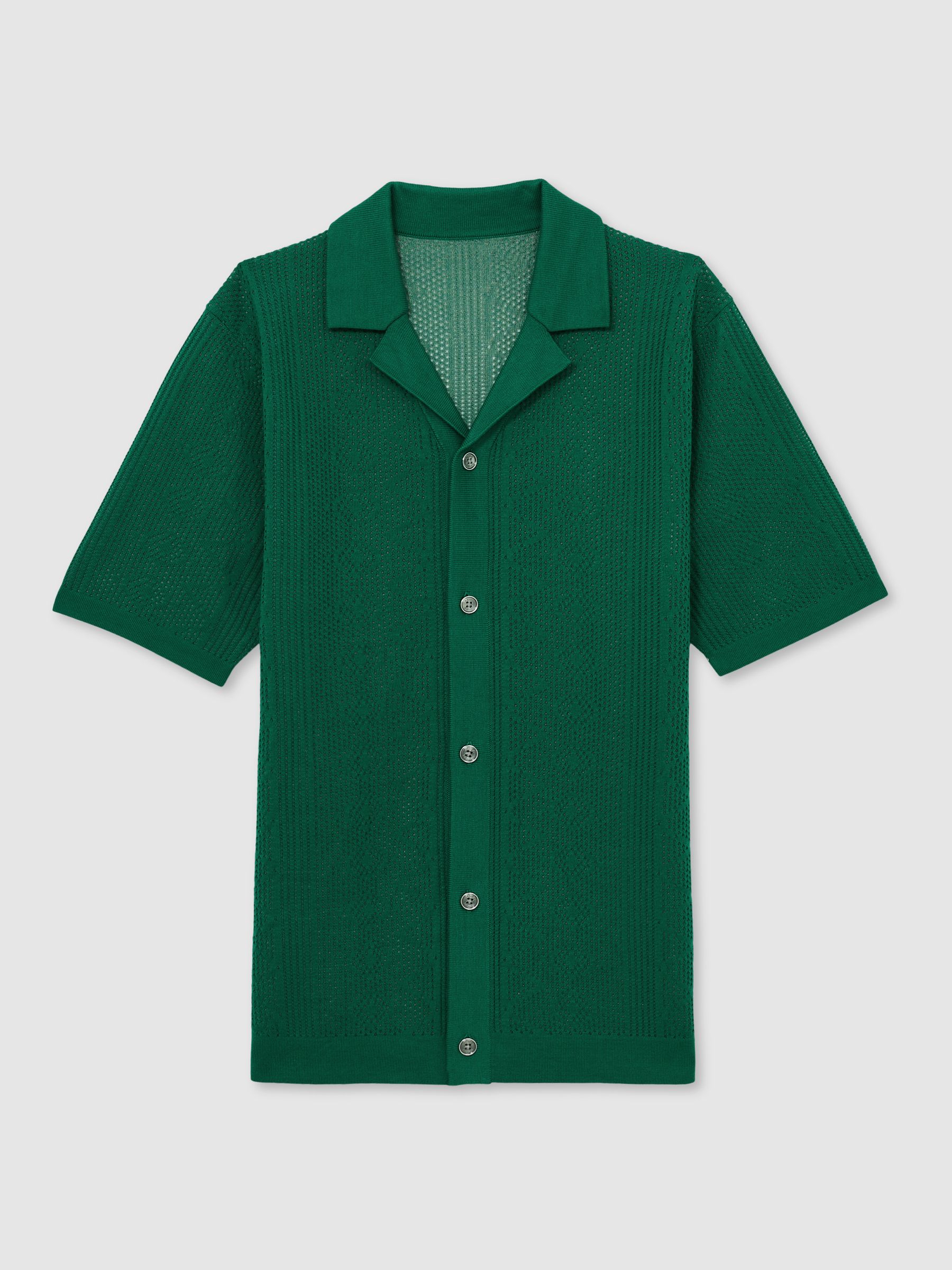 Textured Knit Short Sleeve Shirt in Bright Green - Image 2 of 6